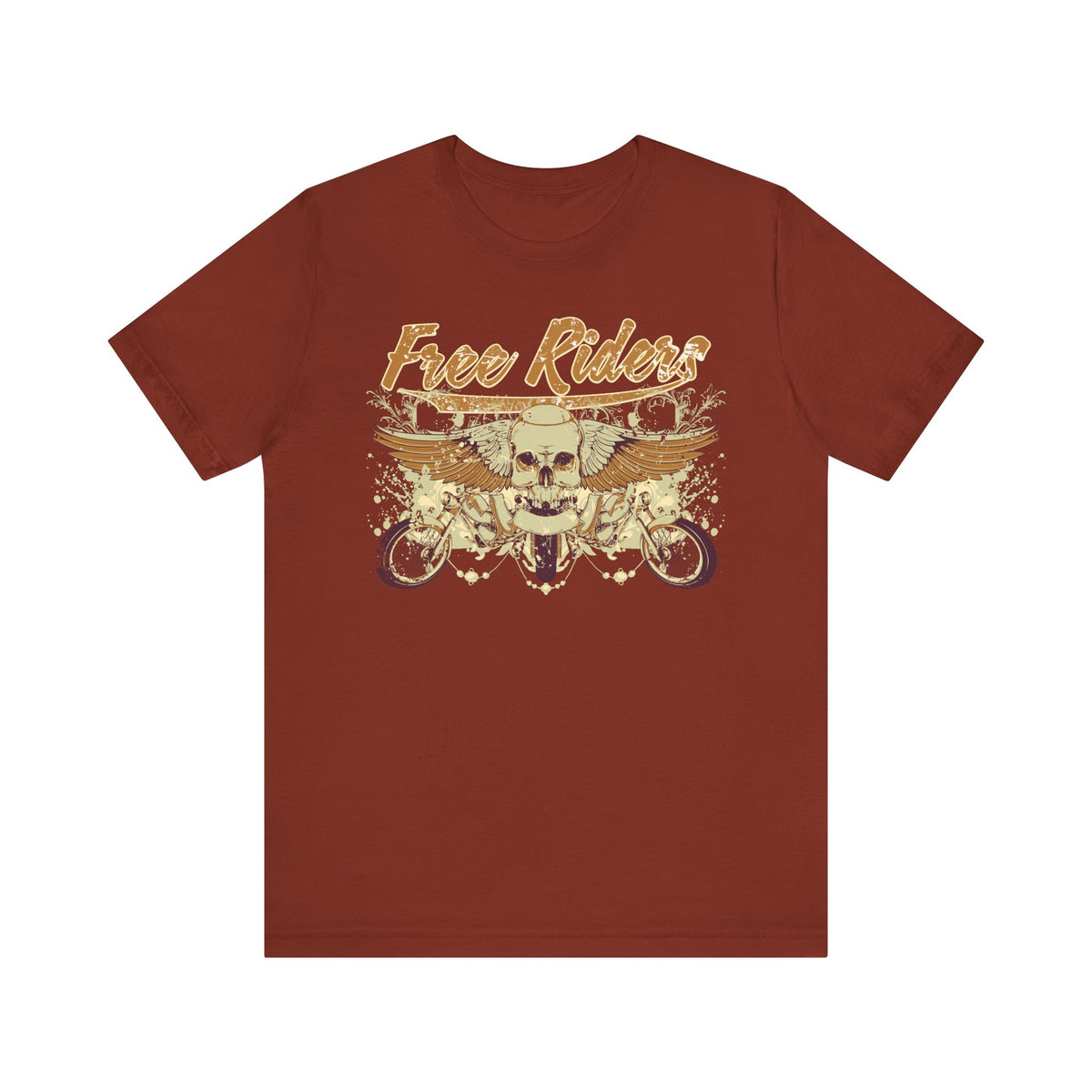 Free Riders Skull Motorcycle Tee Biker Graphic Art Design T-Shirt A-1