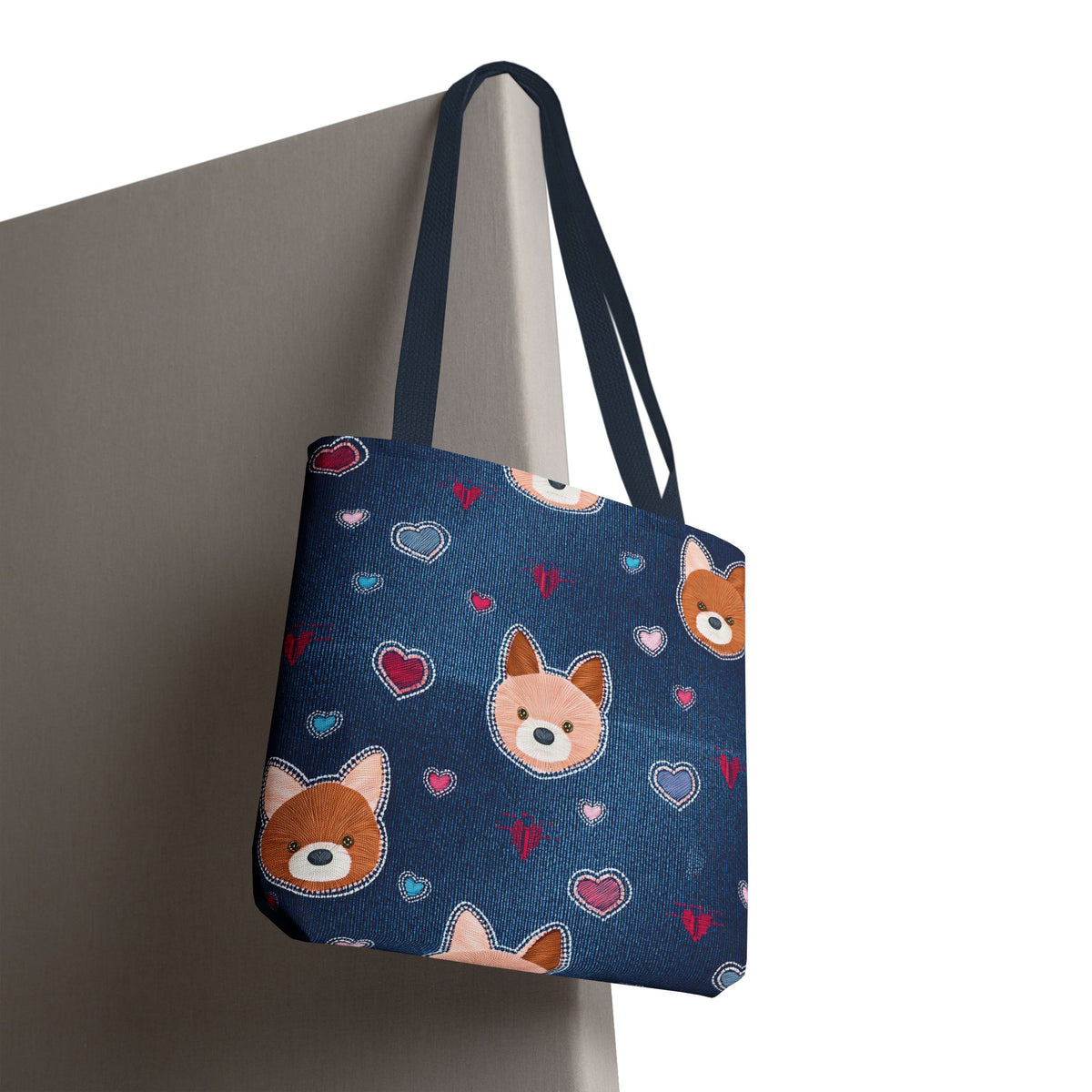Love Day Graphic Design Denim Fabric Imitation Print Unisex Canvas Bag POLY 3 Sizes Tote Bag 201-5