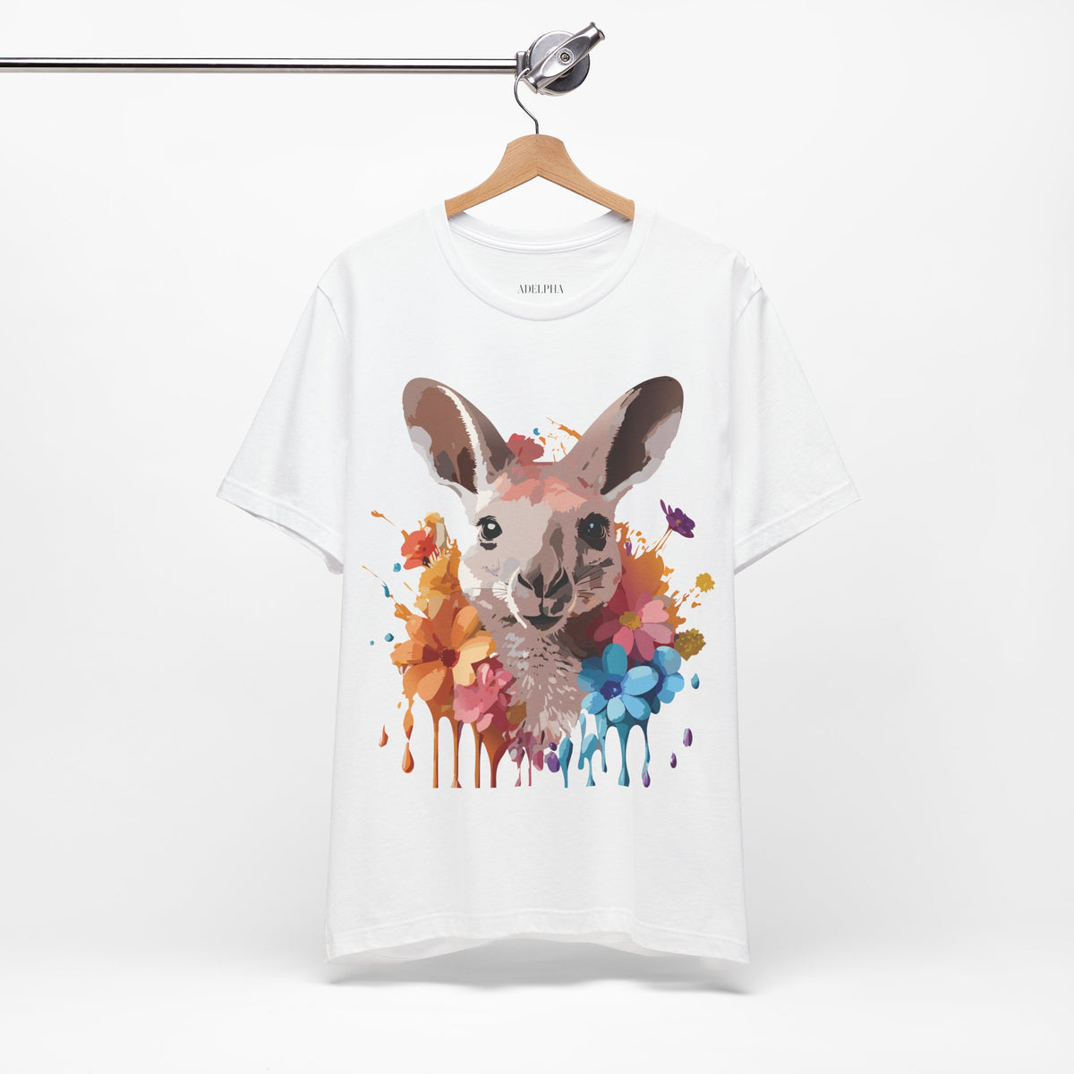 Kangaroo Graphic Unisex Cotton Bella+Canvas Tee with Art Animal Design e41
