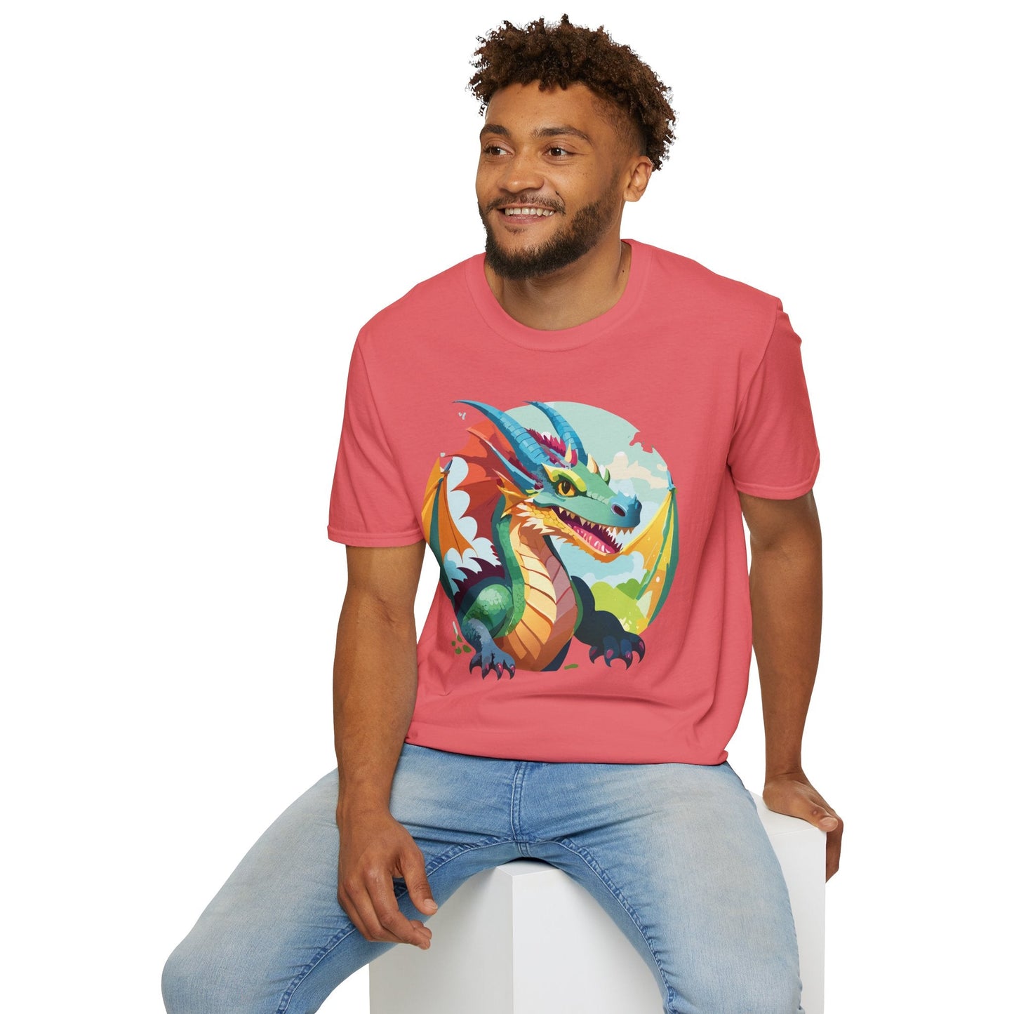 Unisex Dragon Graphic Tee By Gildan Softstyle 64000 Short Sleeve Cotton Tee Art Design