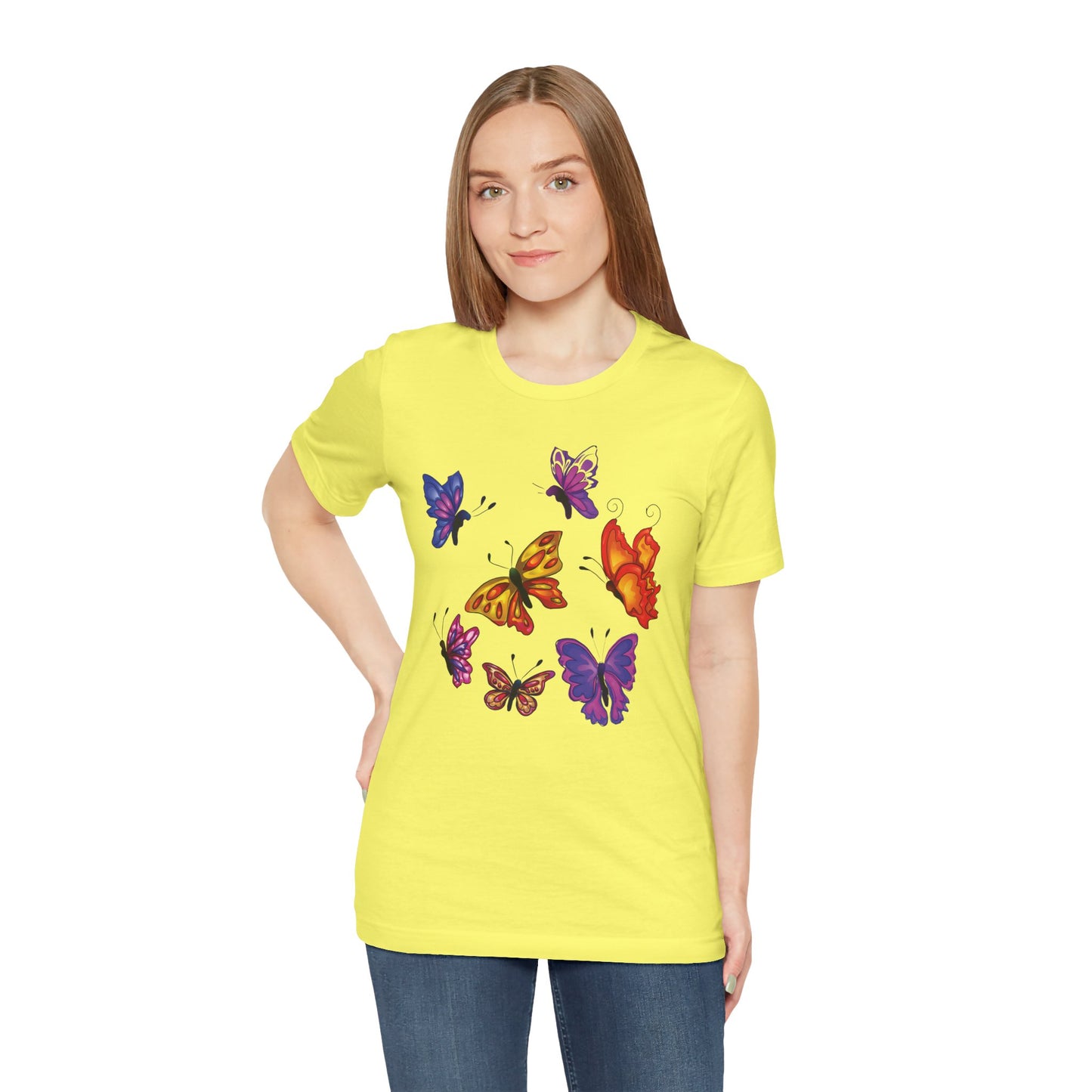 Cotton Tee Shirt with Butterfly Prints