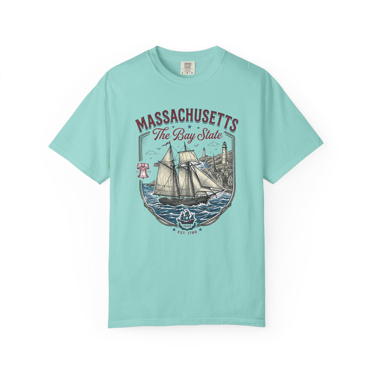 Massachusetts State Travel Tourist Graphic Tee Unisex 100 Cotton Comfort Colors T-Shirt
