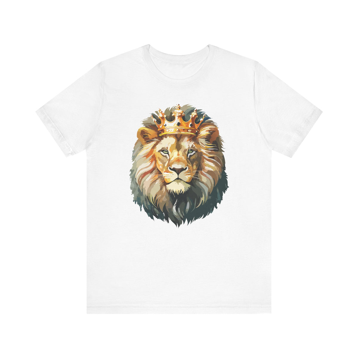 Lion with Crown Tee Unisex Cotton T-Shirt Regal King Lion Illustration, Wildlife Graphic Shirt - 1
