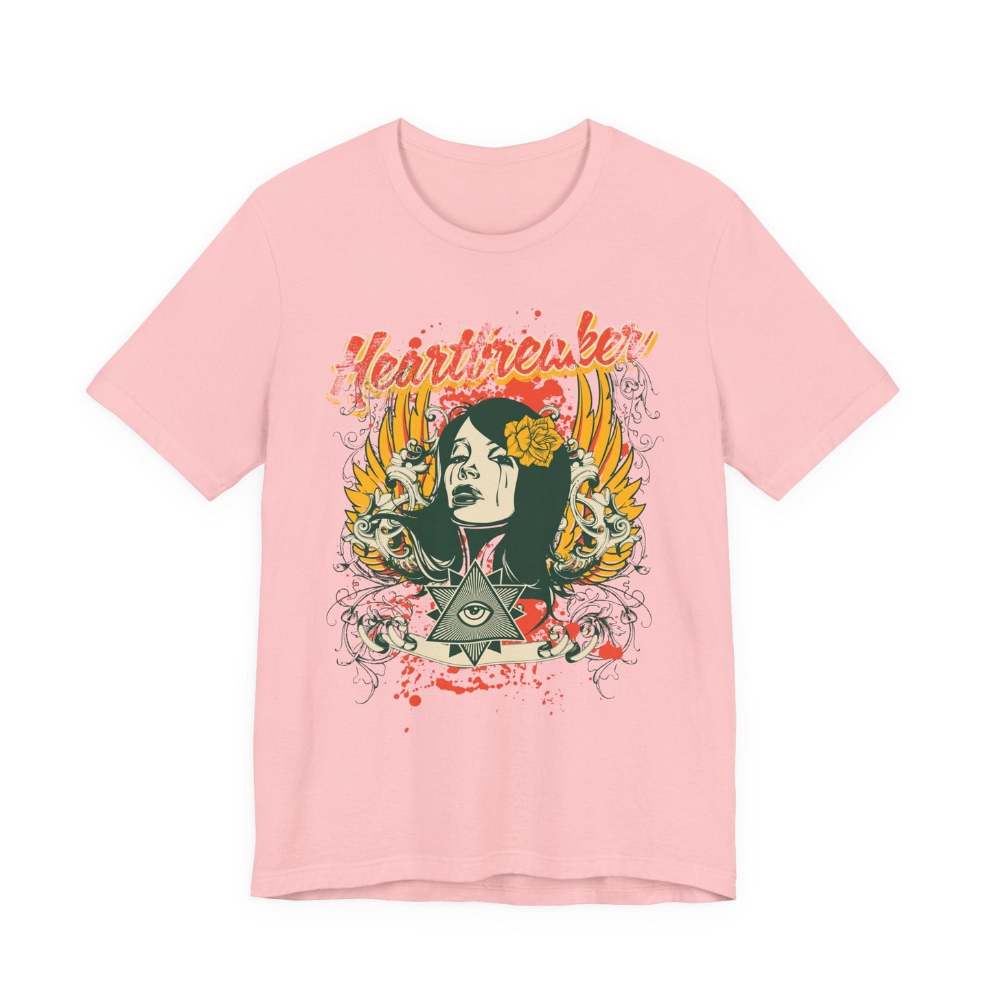 Heartbreaker Illustration Tee Retro Femme Portrait Floral Skull Graphic T-Shirt