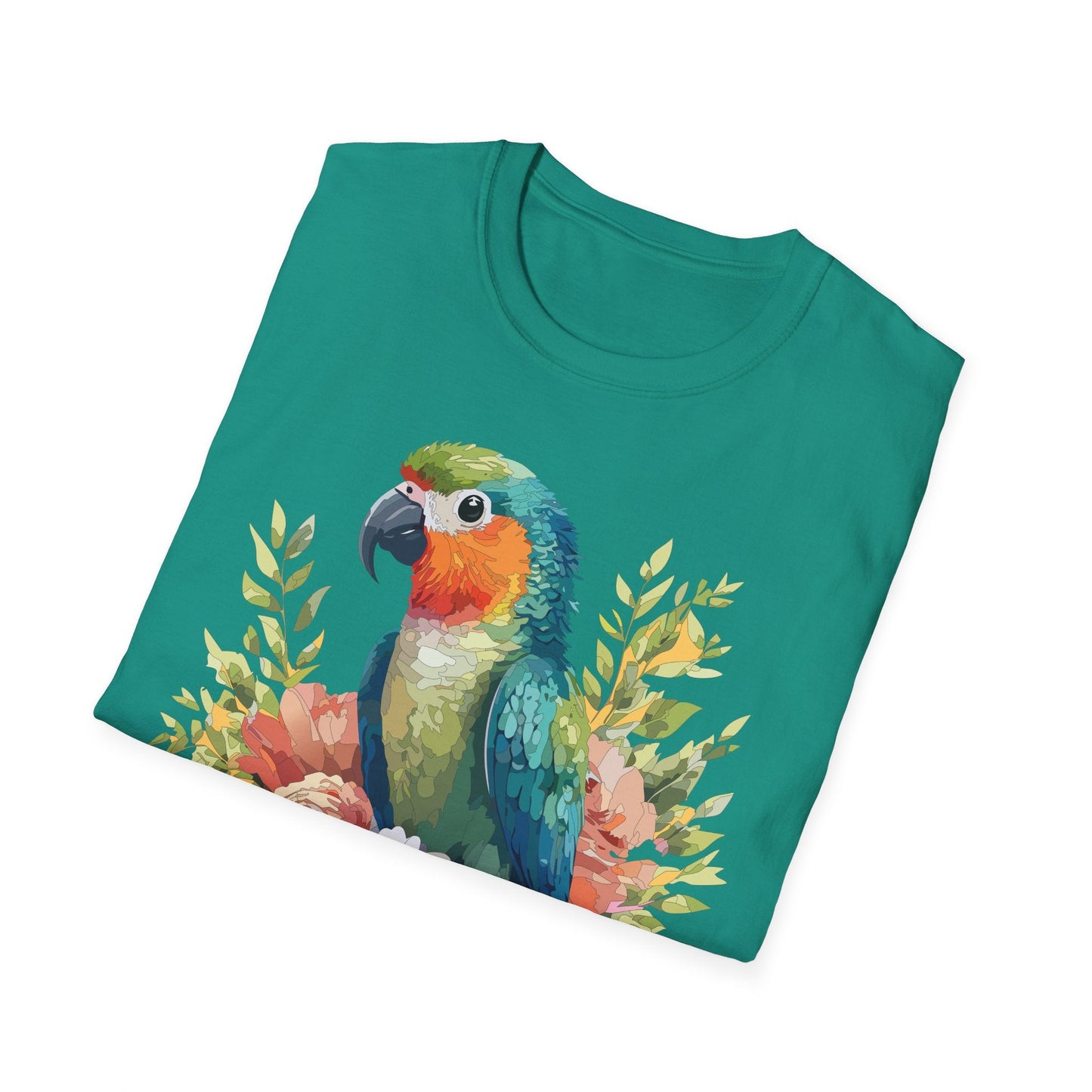 Floral Bird T Shirt Unisex Softstyle Gildan 64000 Cotton Tee for Everyday Comfort