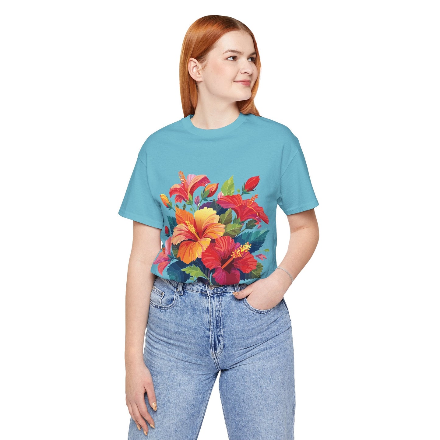 Retro2Nova Floral Shirt Unisex Jersey Short Sleeve Tee From Flowers Collection Bold Vibrant Design