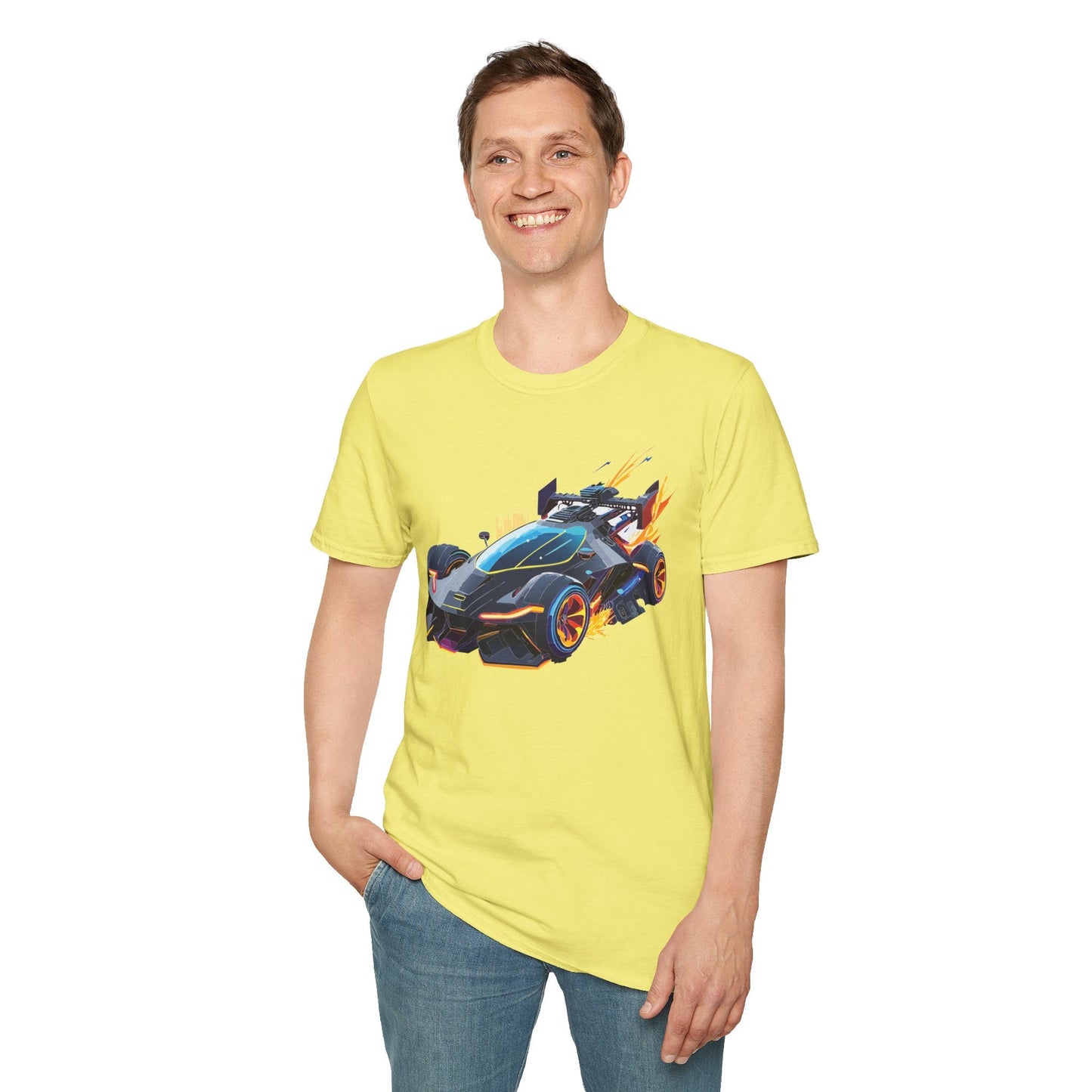 Unisex Car T Shirt With Cars Design Hot Wheels Graphic Tee Gildan Softstyle 64000