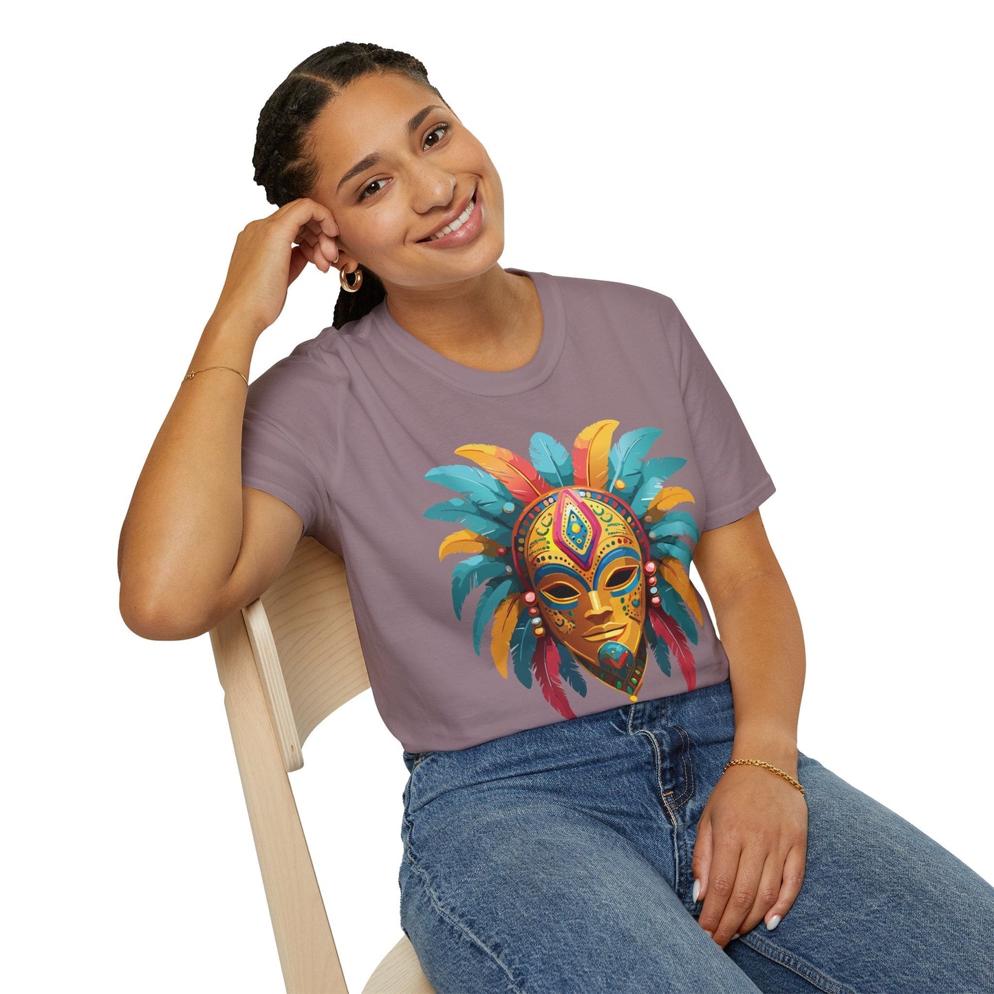 Unisex Mask Tee Shirt Masquerade Design Softstyle Gildan 64000 Comfortable Cotton Tee