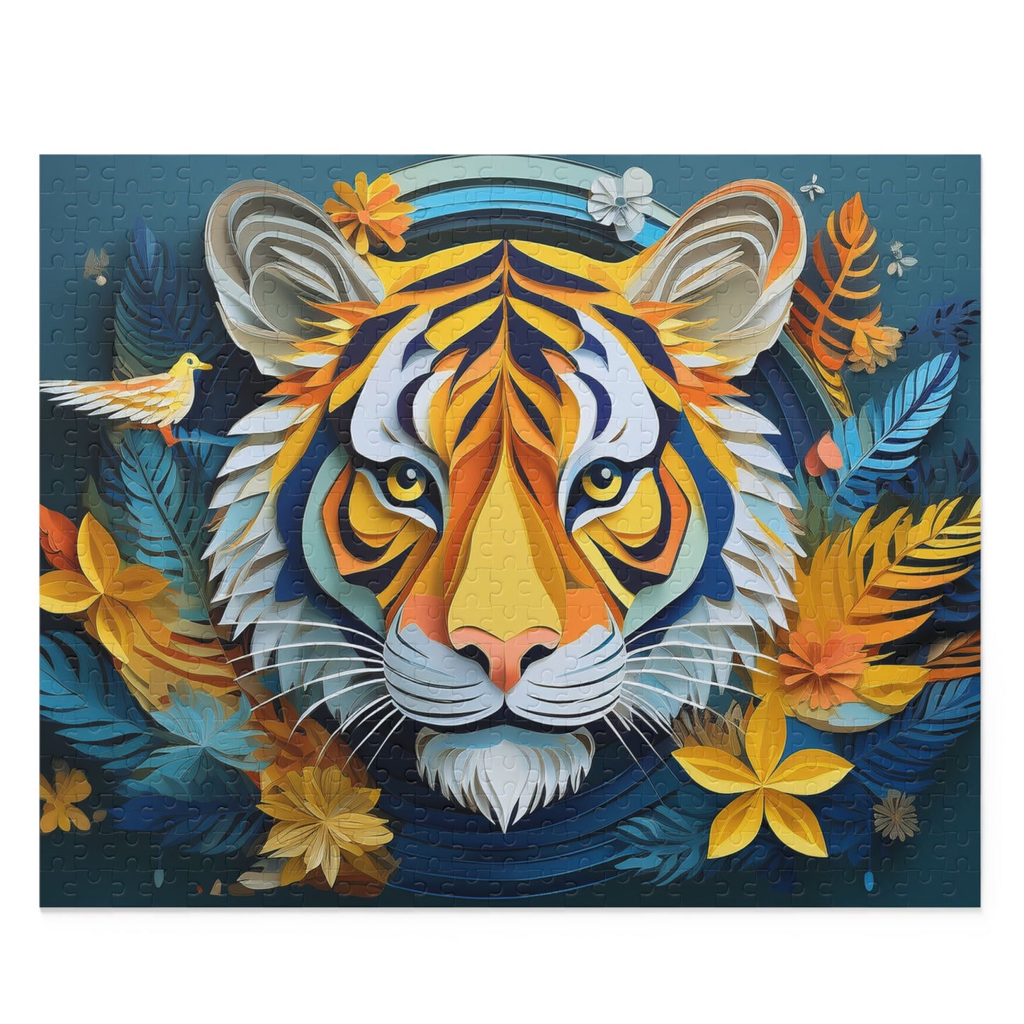 Bright Tiger Face Puzzle 500-Piece  Floral Tiger Puzzle 500-Piece Ages 9+