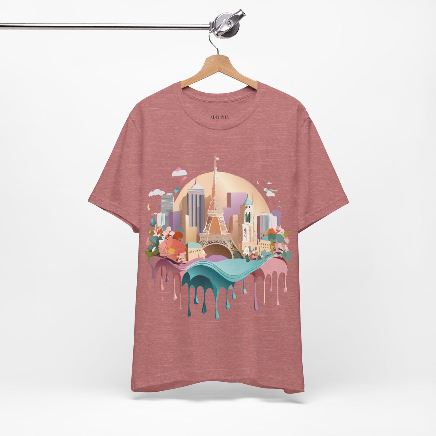 Tourist Shirt With Paris Graphic Tee Unisex Jersey Short Sleeve Art Design Adelpha Vintage Inspired