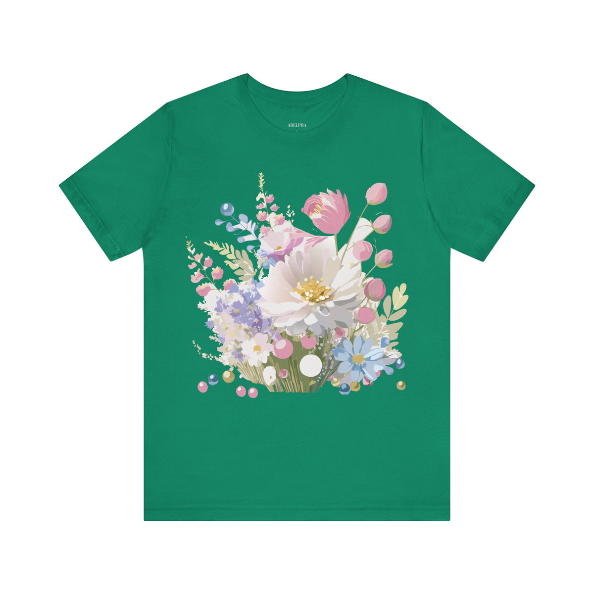 Floral Graphic Unisex Cotton Bella+Canvas Tee with Flowers Art Design n121
