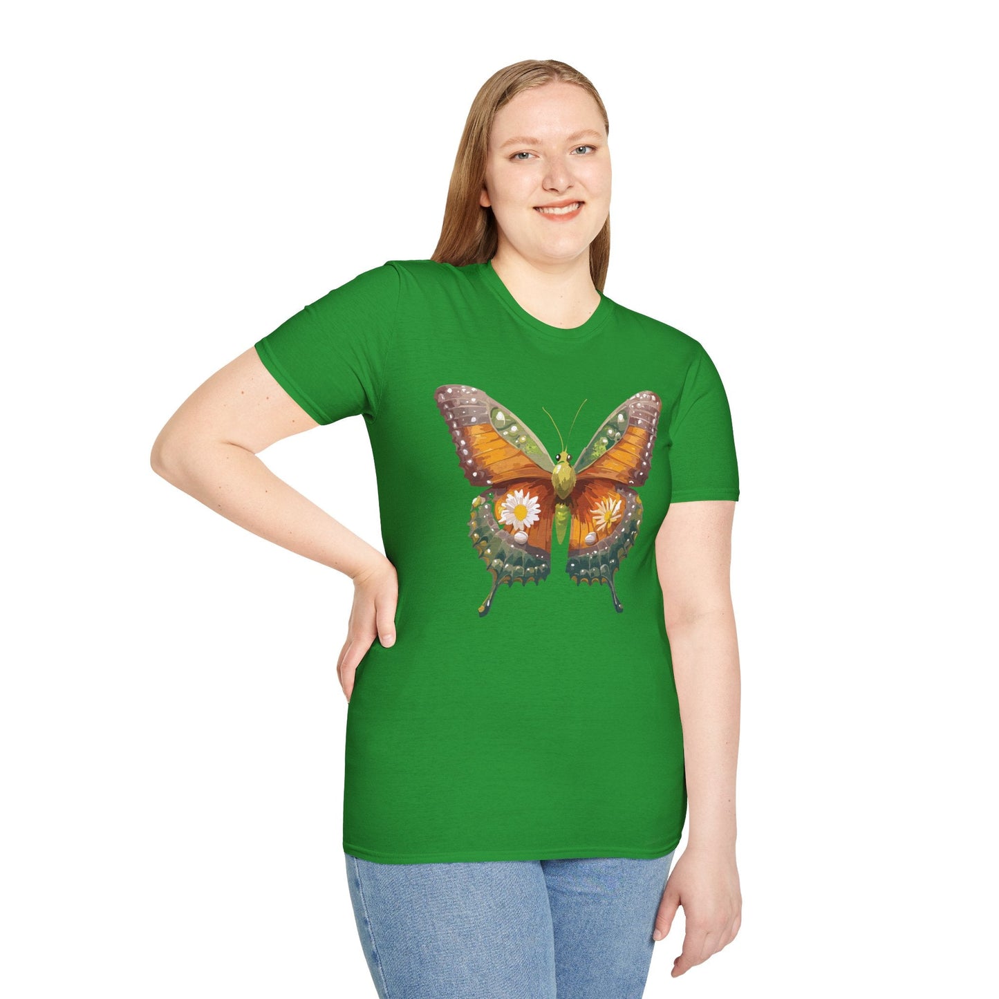 Butterfly T Shirt Unisex Monarch Shirt Gildan Softstyle 64000 100 Percent Ring Spun Cotton