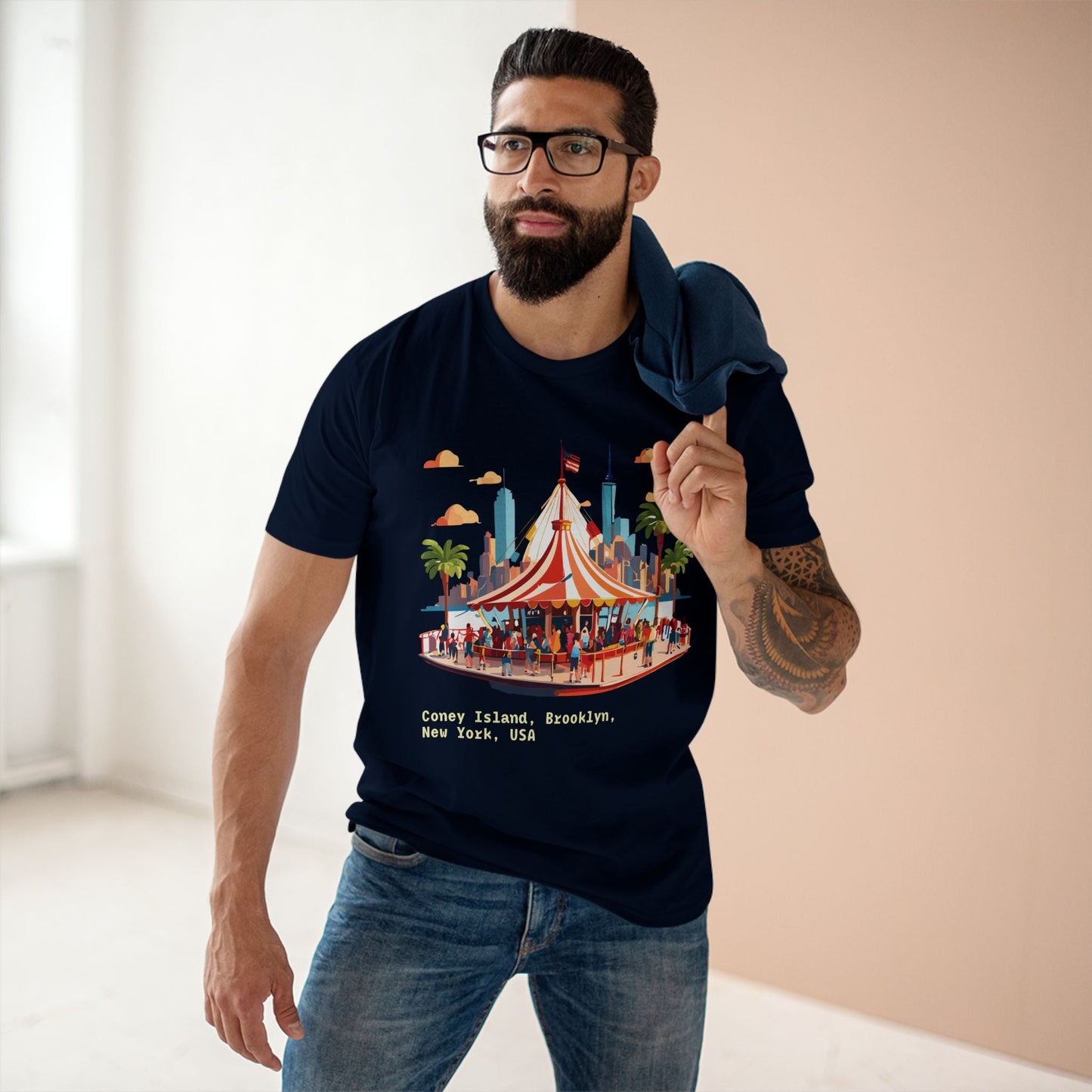 Retro2Nova Unisex Premium Cotton Art Tee With Original Brooklyn Travel Shirt Design