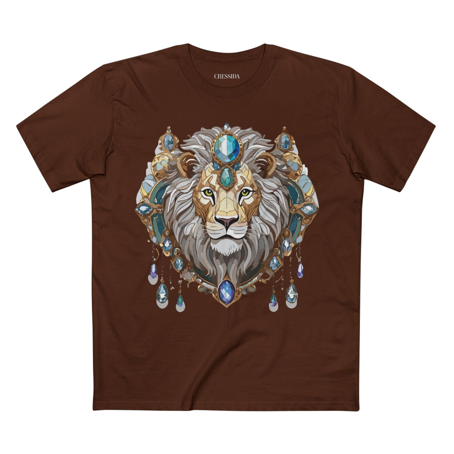 Lion Graphic Unisex 100 Cotton Tee With Unique Animal Golden Medallion Art Design 61