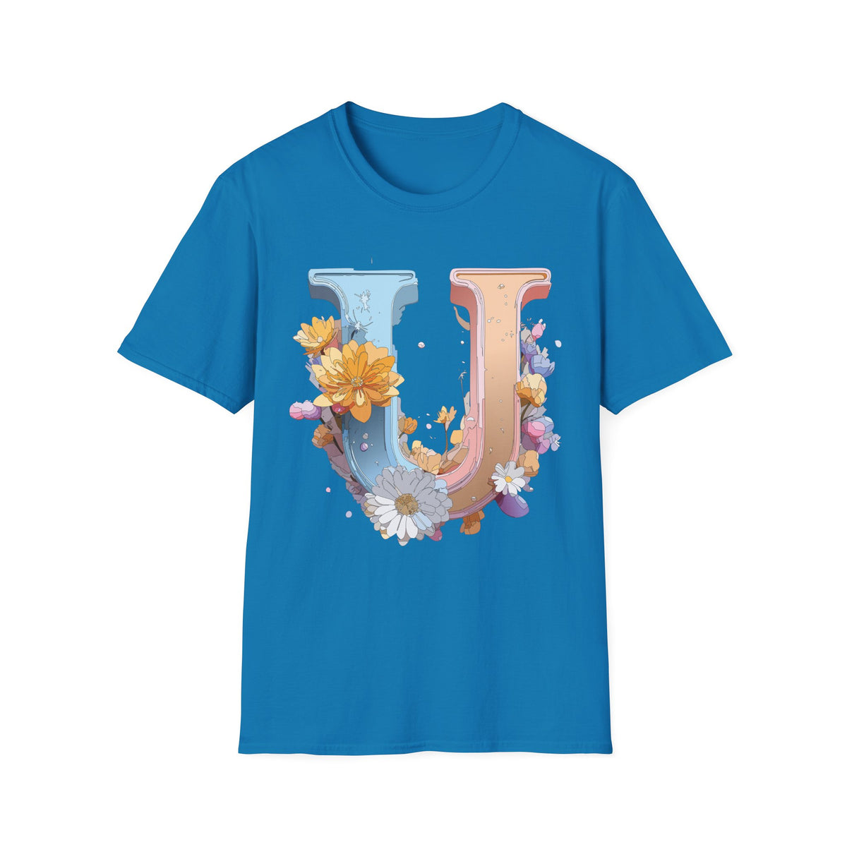 Floral Letter U T-Shirt | Botanical Monogram Tee