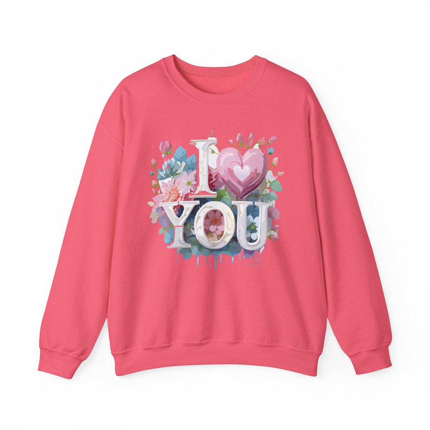 Floral Love Sweatshirt Unisex Valentine Day Flower Print Crewneck Gildan 18000 Cozy