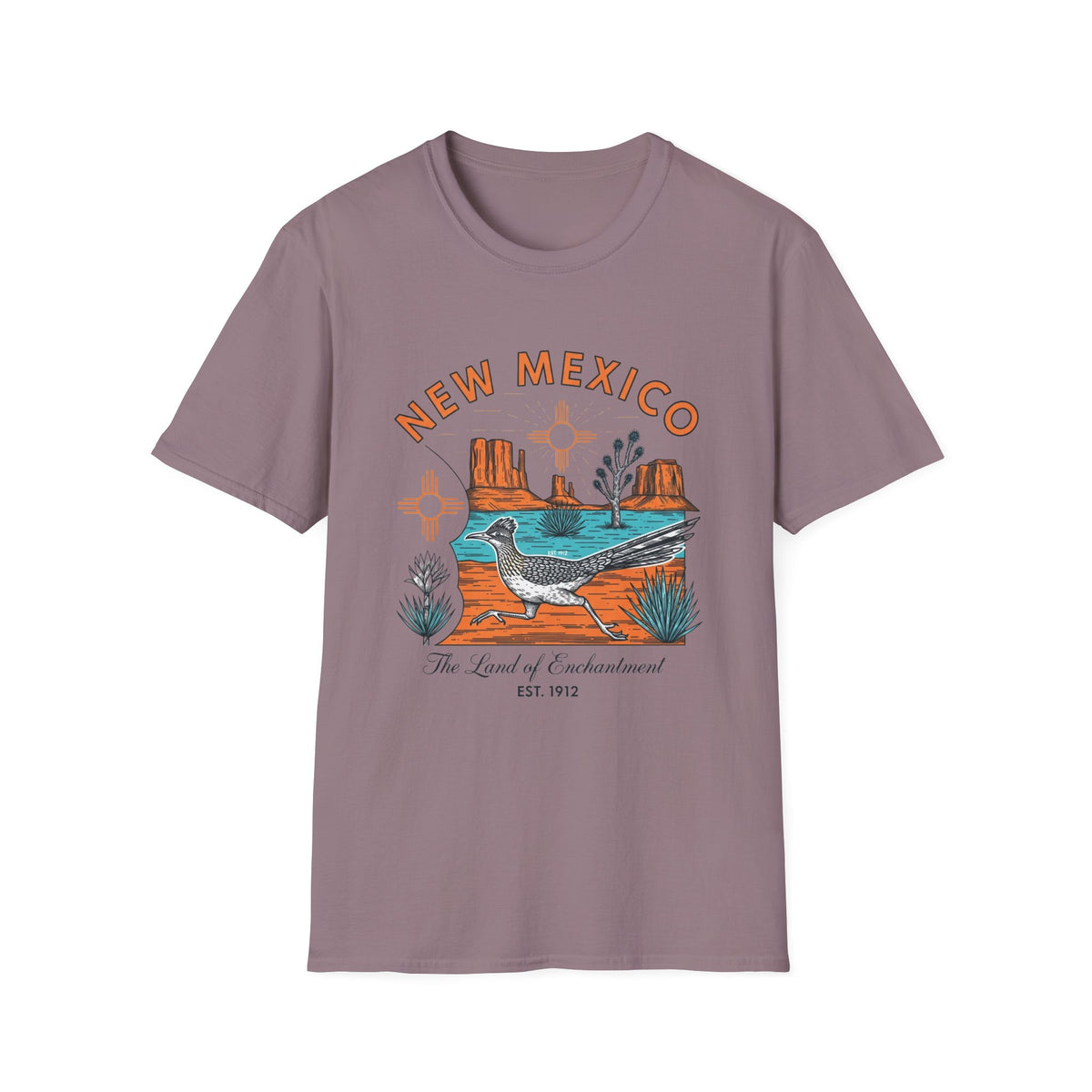 New Mexico Desertscape T-Shirt — The Land of Enchantment Travel Tourist Graphic Design Unisex 100 Cotton Gildan T-Shirt