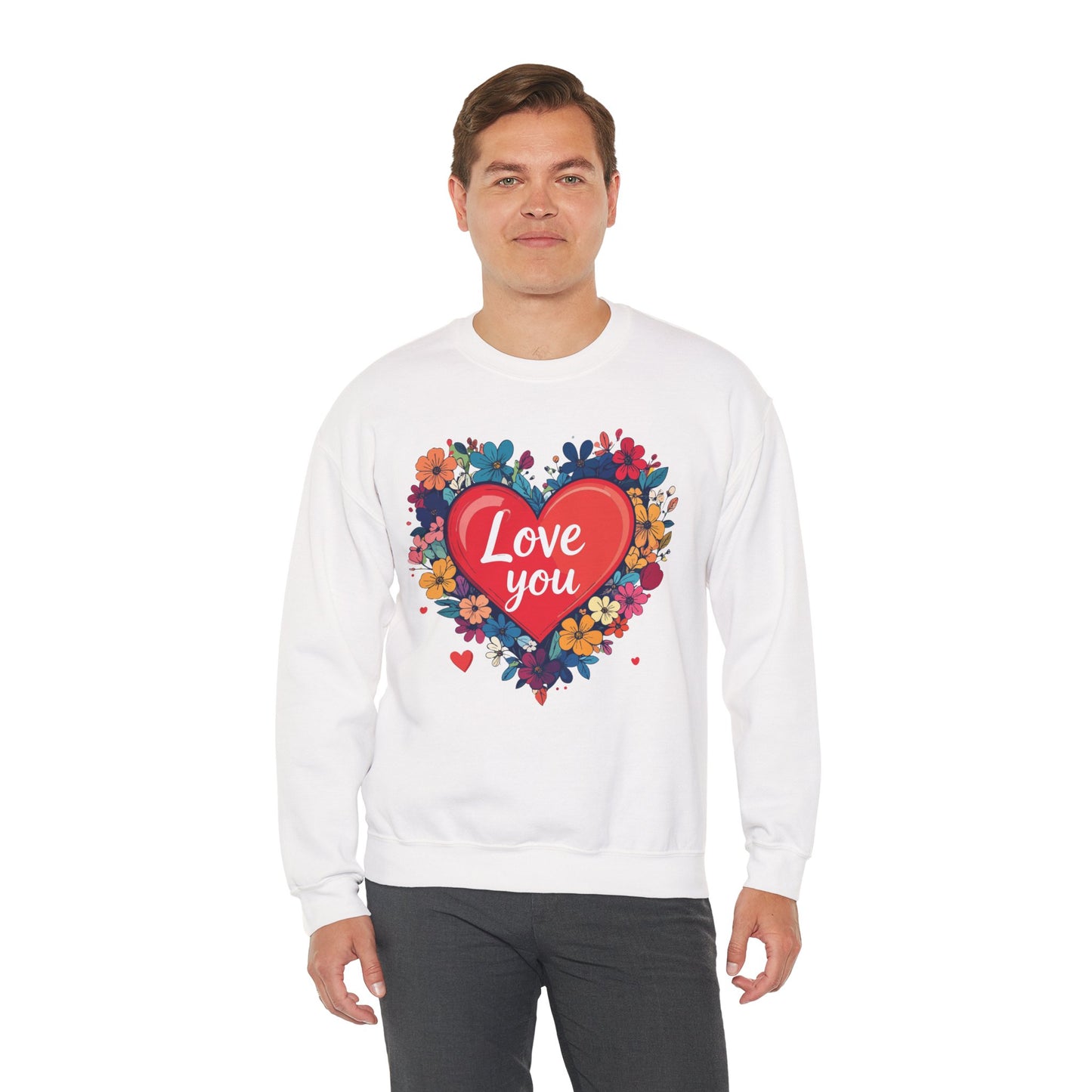 Big Heart Sweatshirt, Floral Heart Sweatshirt, Floral Love Sweatshirt, Valentine's Day Sweatshirt, Heart Floral Sweatshirt 107