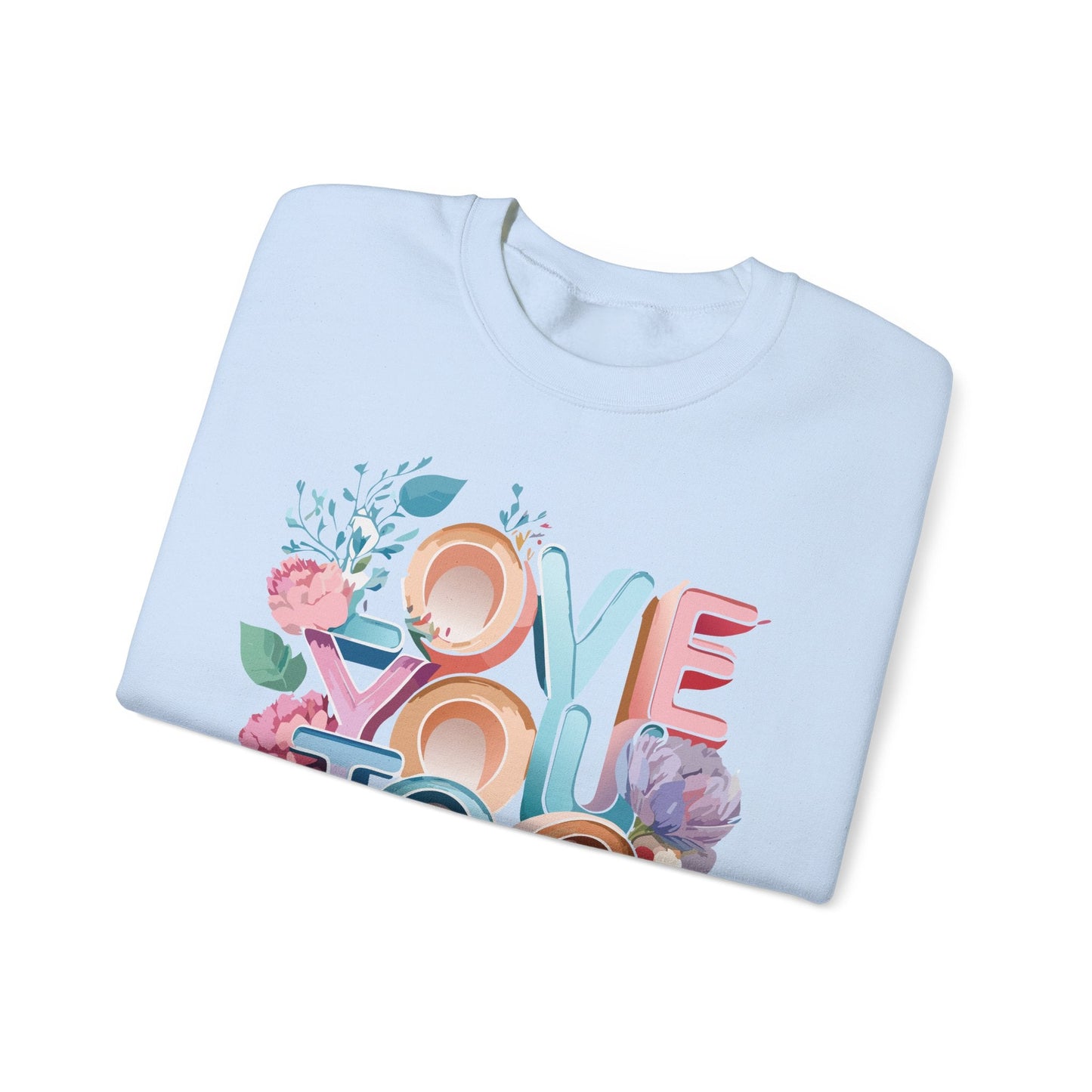 Floral Love Sweatshirt Valentines Day Unisex Crewneck Gildan 18000 Heavy Blend Warm