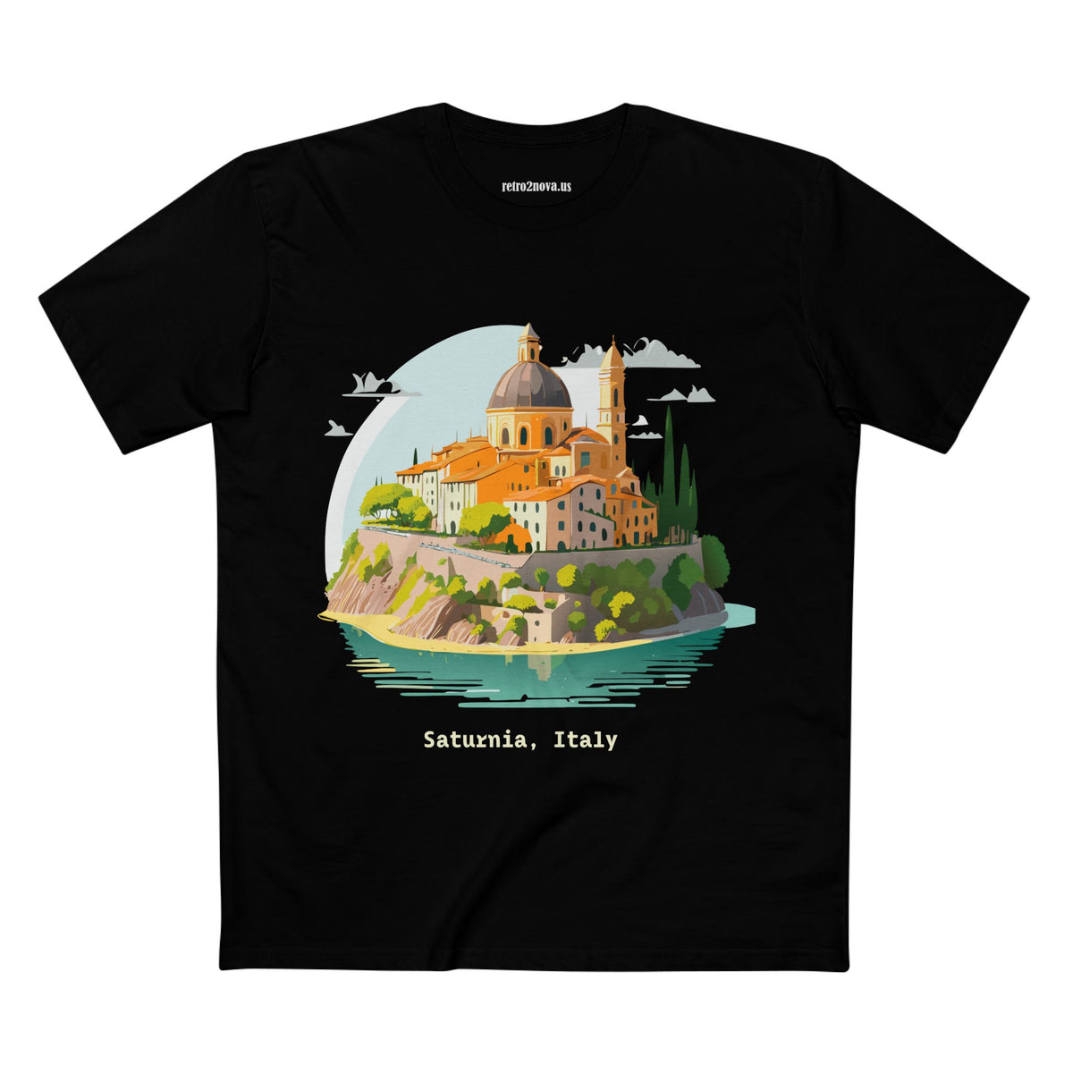Saturnia Italy townscape T-Shirt | Travel illustration tee, Italian village