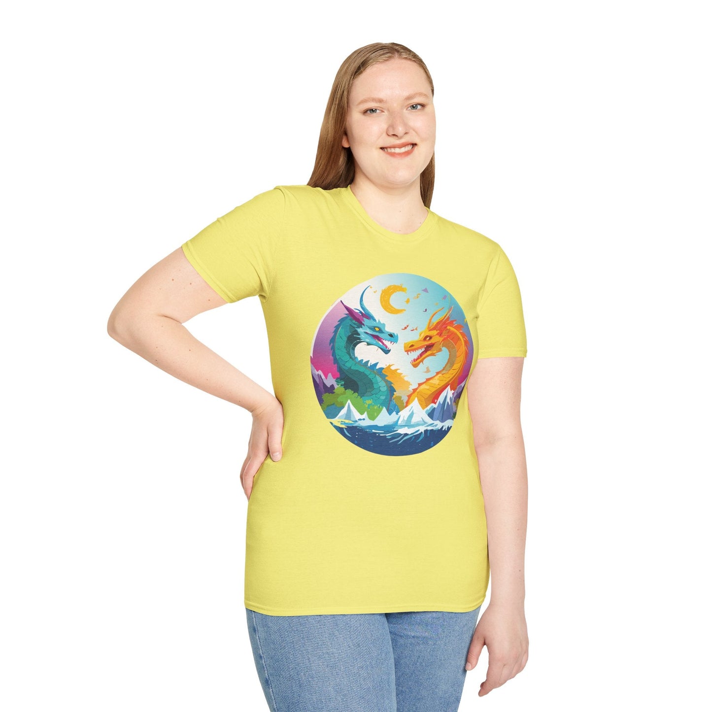 Dragon Graphic Unisex Cotton Softstyle Art Design Tee With Animals 29