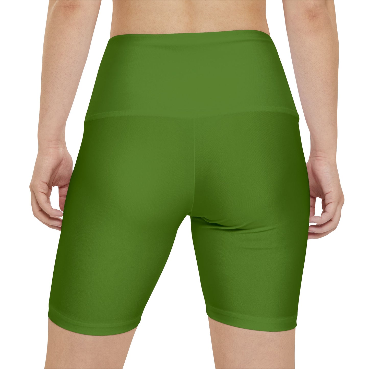 Forest Moss Women's Active Bike Shorts - High-Waist Workout Shorts (Solid Green)