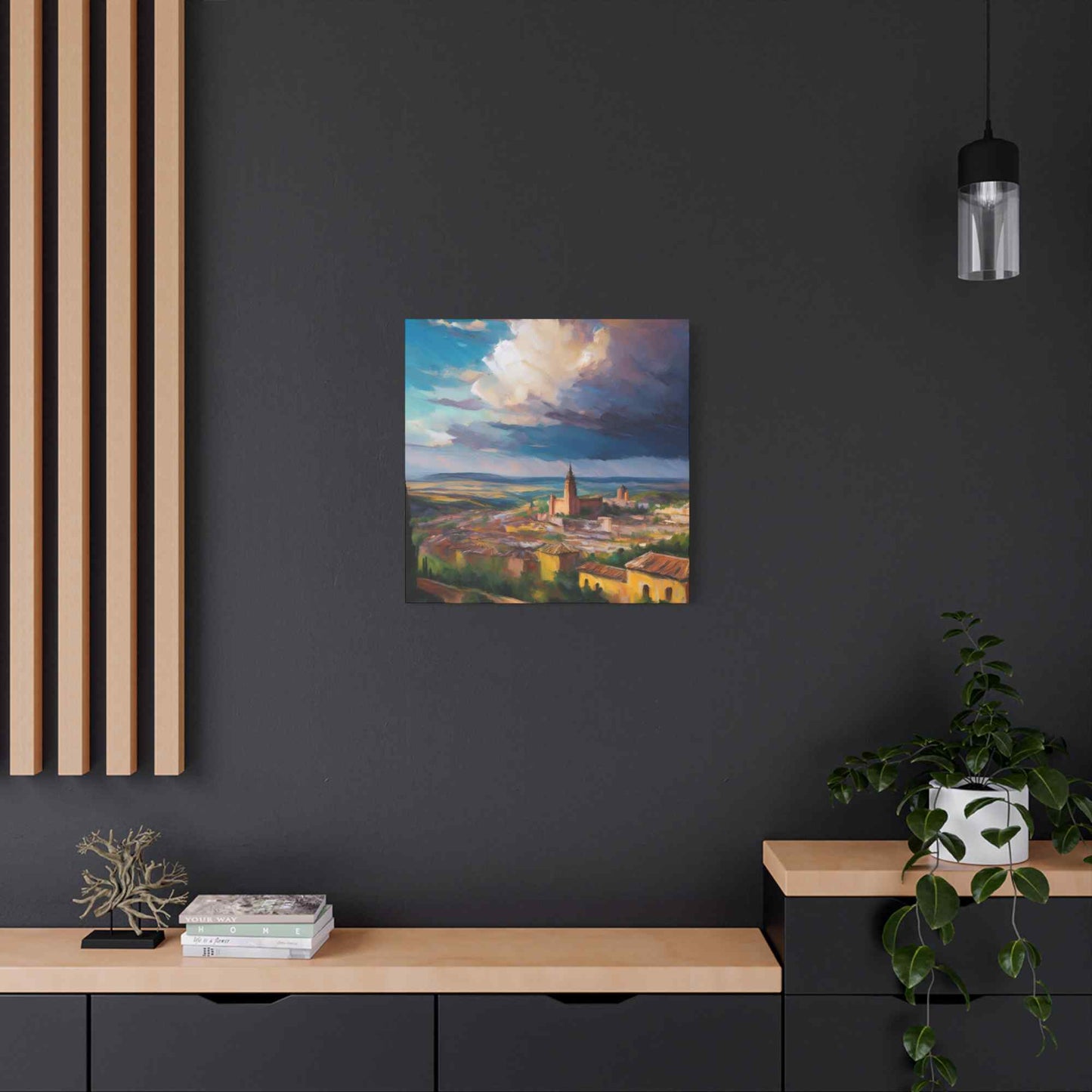Spanish City Print Canvas, Oil Paint Print 20x20, 24x24, 30x30, 32x32, 36x36 Art Design Print Pine-Wood Inner Frame MC-57