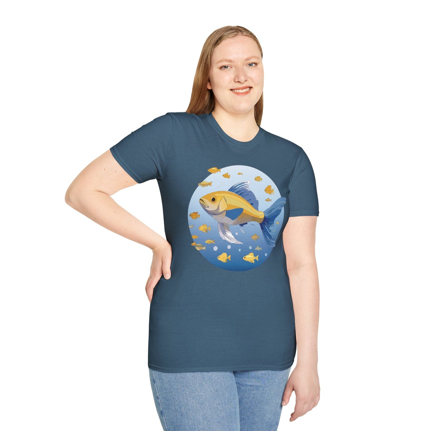 Fish Art Graphic Tee Shirt For Men And Women Unisex Cotton Softstyle Tee With Fish Artwork Design
