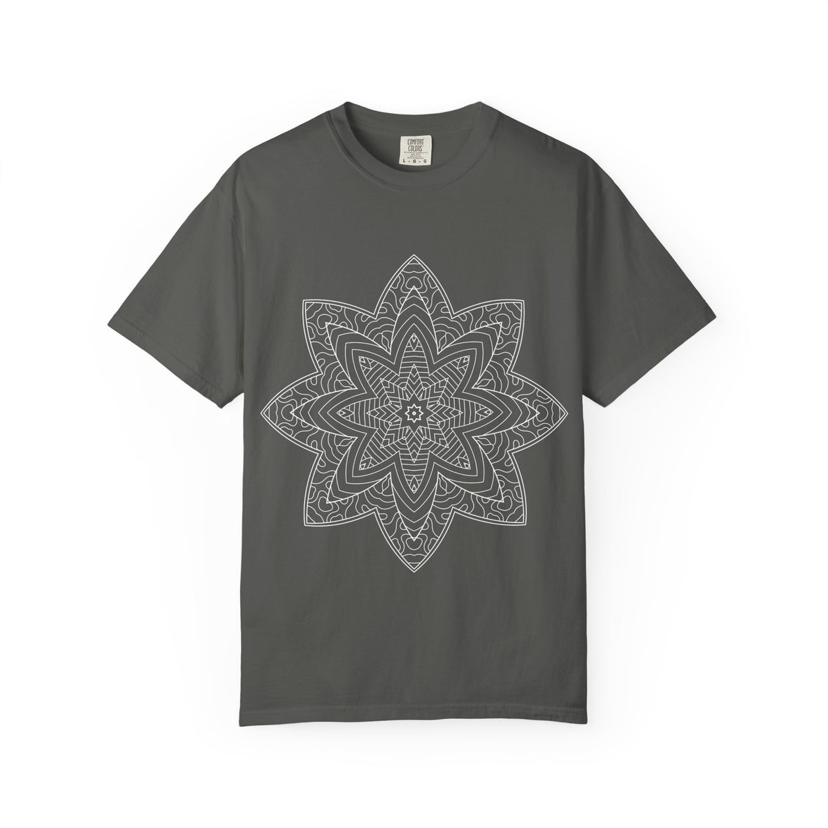 Unisex Garment Dyed Cotton T-Shirt with Mandala Graphic Design