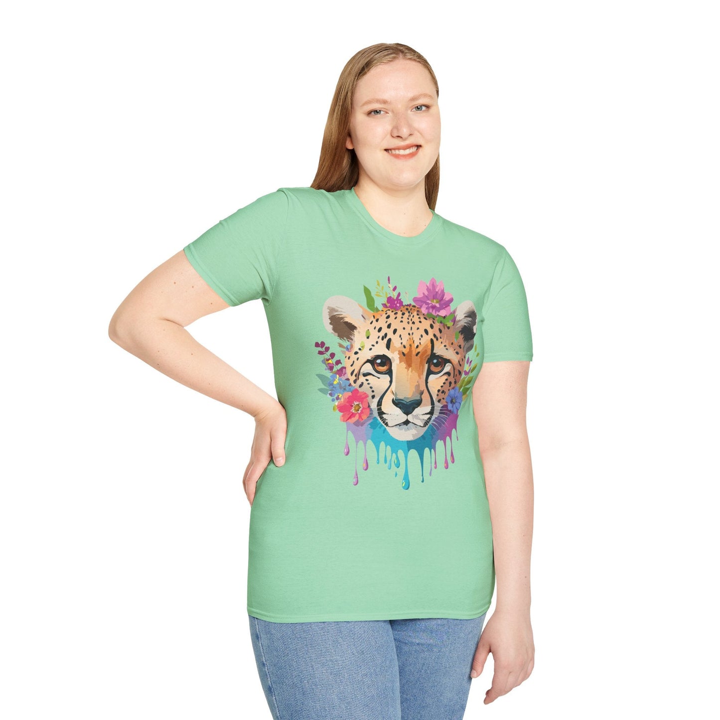 Cheetah Print Unisex Softstyle T Shirt Gildan 64000 Tee For Everyday Comfort