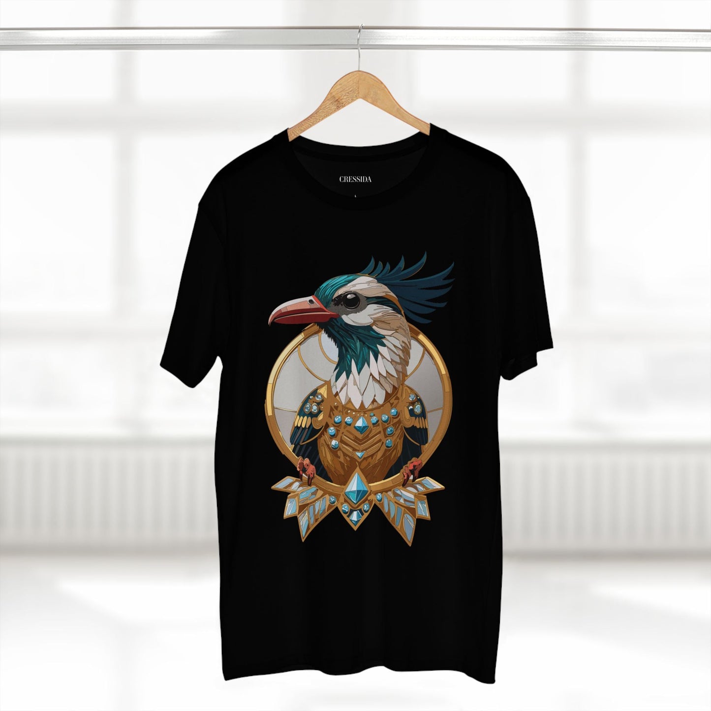 Bird Graphic Unisex 100 Cotton Tee With Unique Animal Golden Medallion Art Design 19