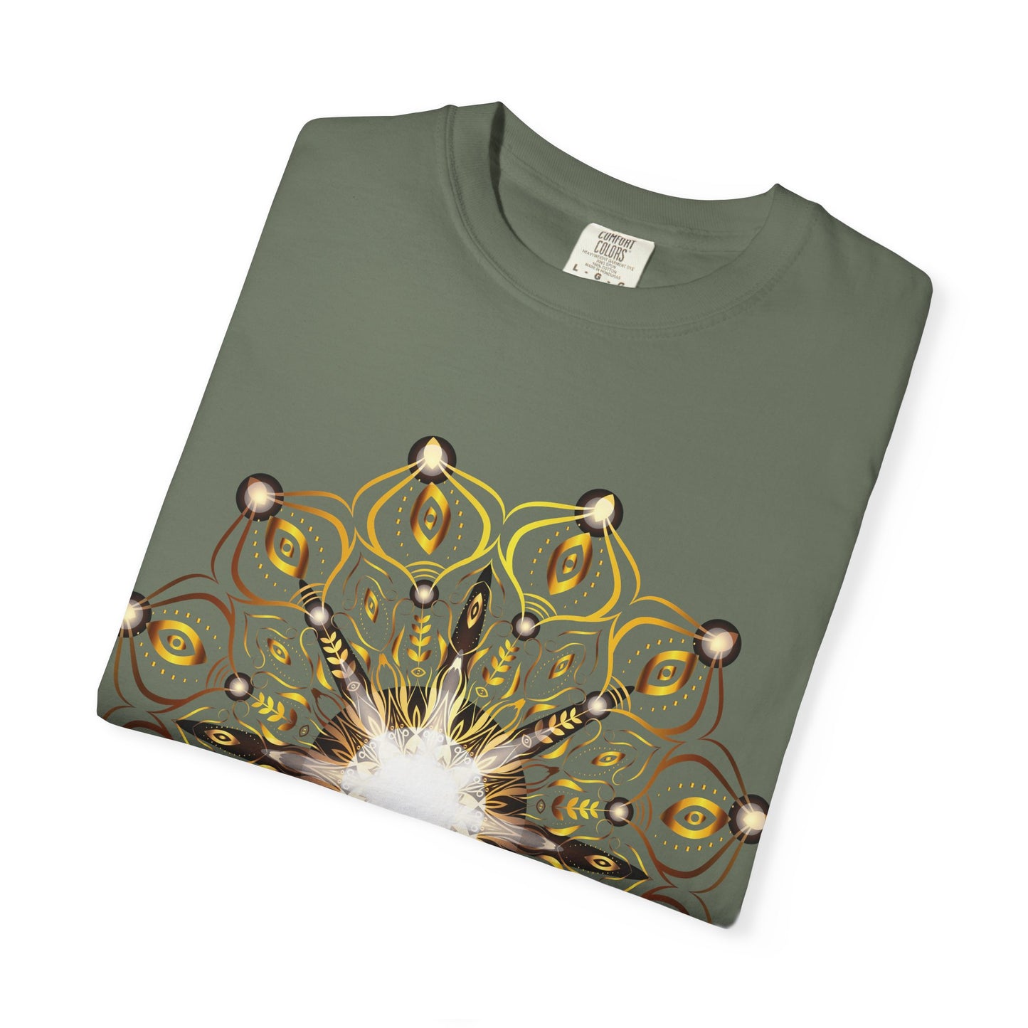 Unisex Garment Dyed Cotton T-Shirt with Mandala Graphic Design