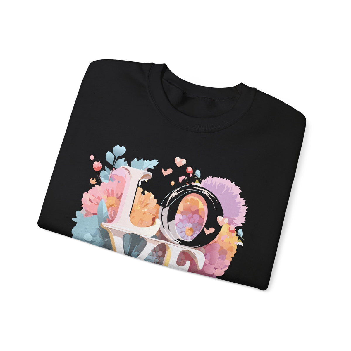 Floral Love Graphic Valentine's Day Sweatshirt Unisex 50/50 Cotton-Poly Sweatshirt w46