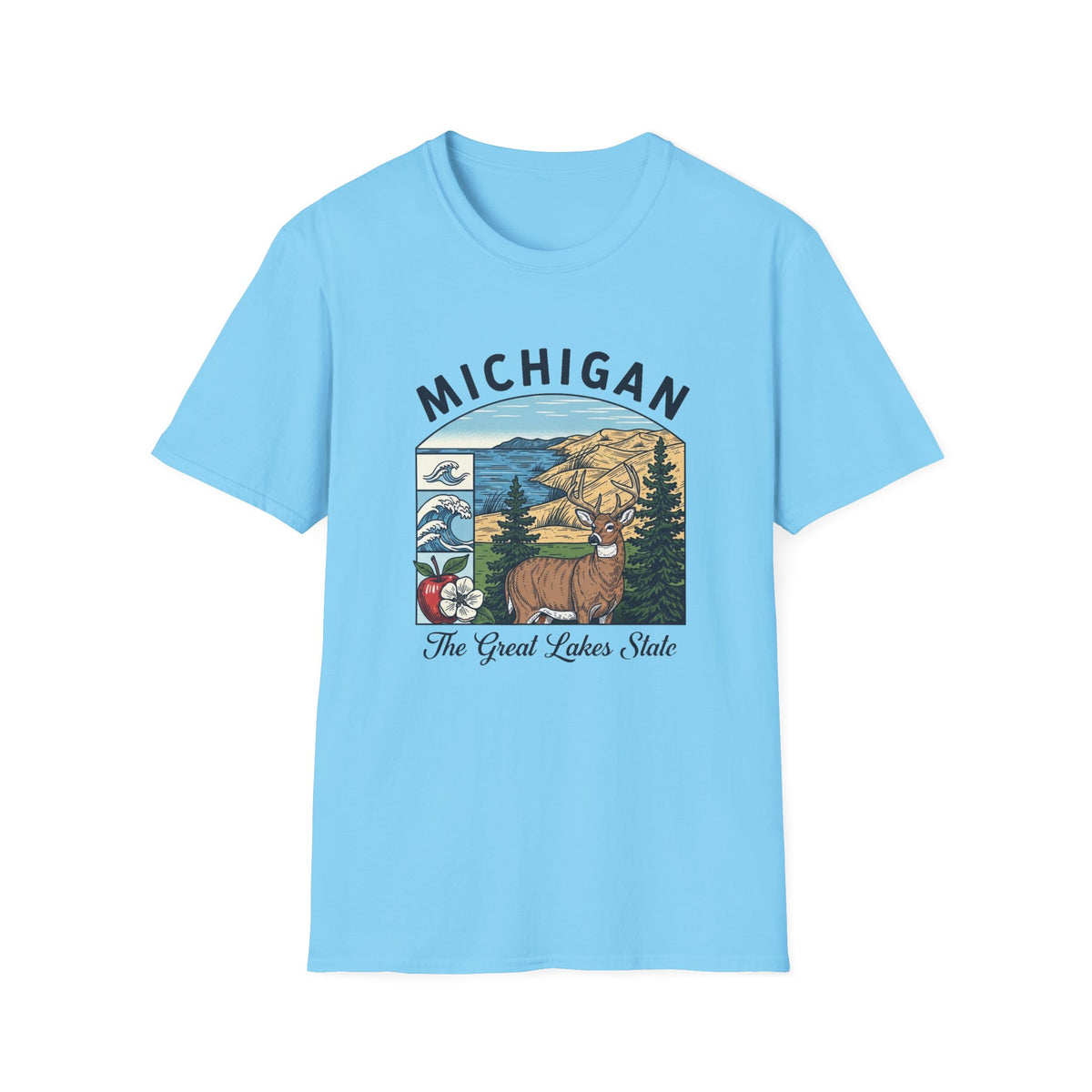 Michigan Scenic T-Shirt — Great Lakes State Vintage Travel Tourist Graphic Design Unisex 100 Cotton Gildan T-Shirt