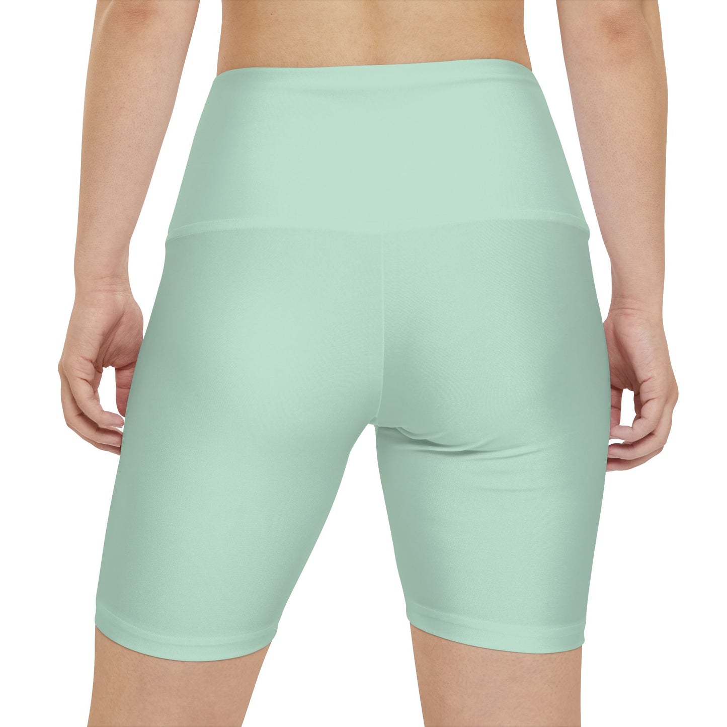 Pale Green Mint High-Waist Women's Workout Shorts — Comfortable Active Biker Shorts for Yoga & Running