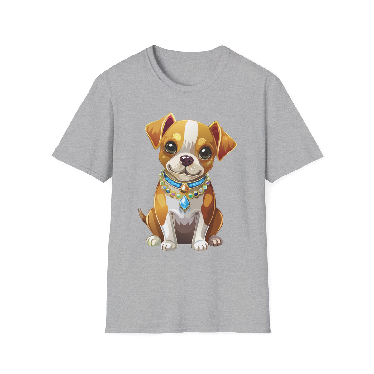 Cute Brown Puppy Illustration T-Shirt | Cartoon Dog Portrait, Pet Lover Tee