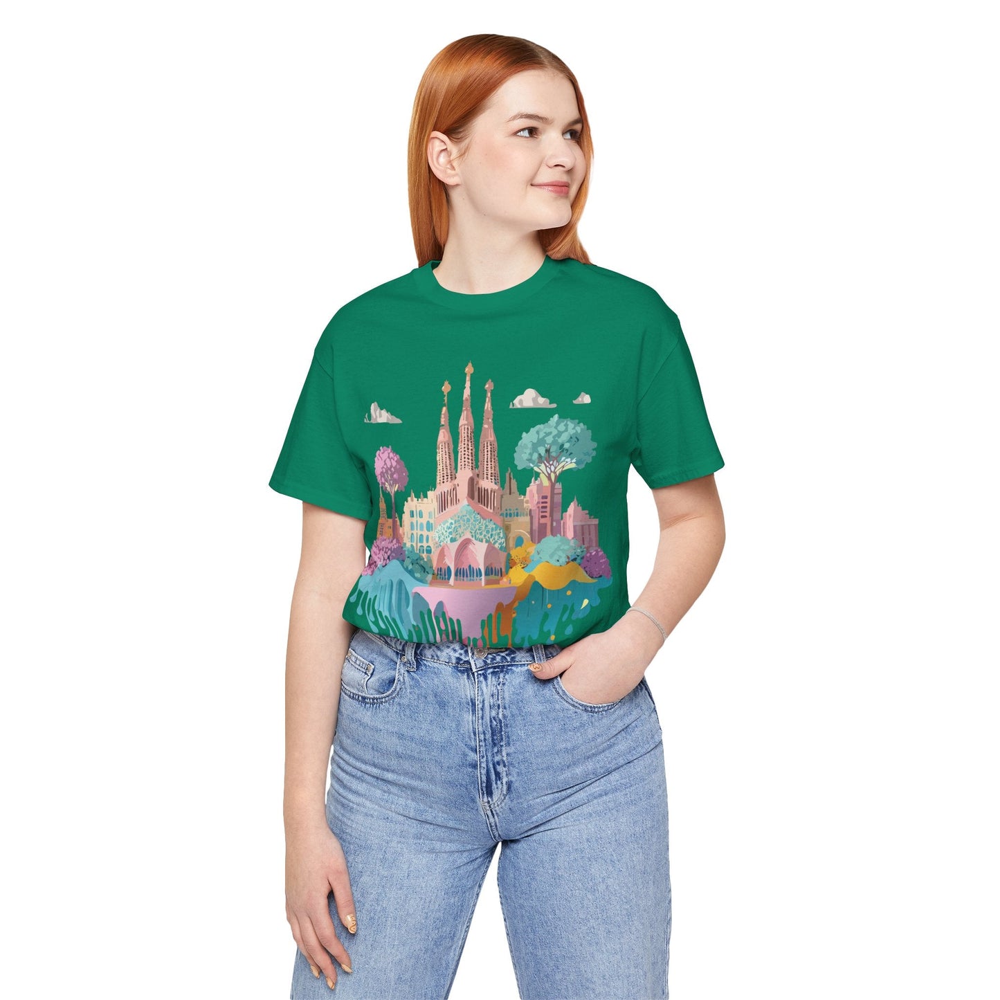 Barcelona Tourist Shirt Unisex Graphic Tee Featuring Original Vintage Art Adelpha
