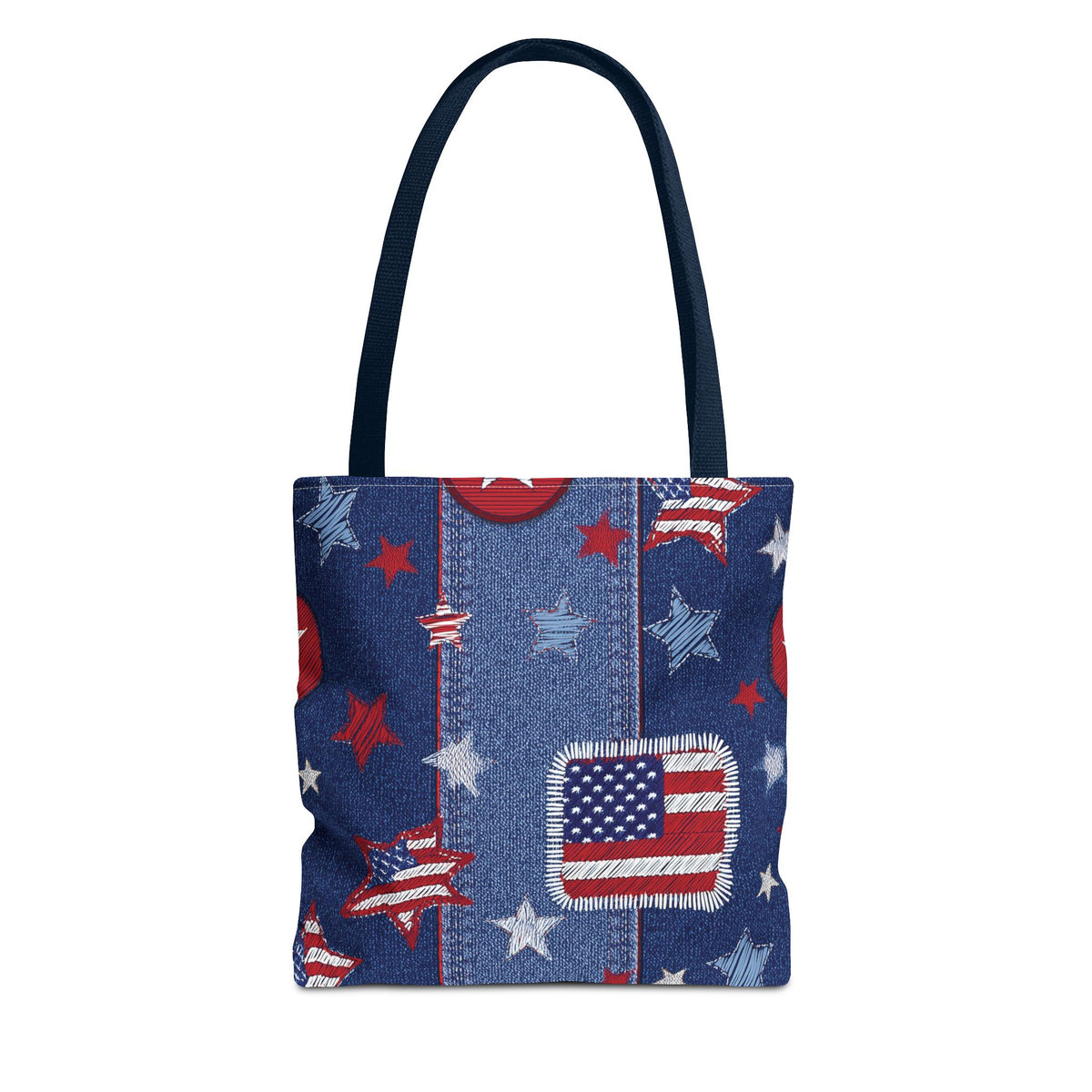4th of July Graphic Denim Fabric Imitation Print Unisex Canvas Bag Poly Spun 3 Sizes Tote Bag 200-13