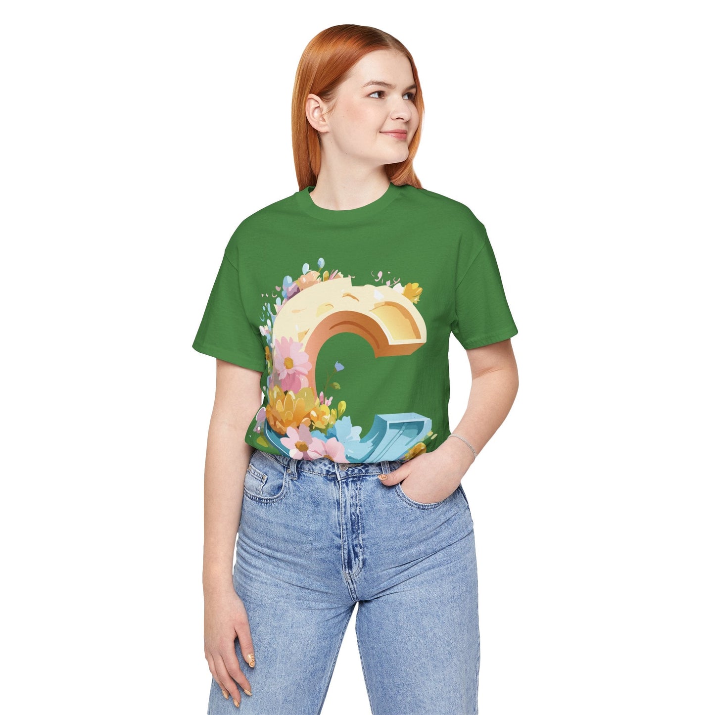 Letter C Graphic Tee Premium Unisex Vintage Art Design Shirt By Adelpha Short Sleeve