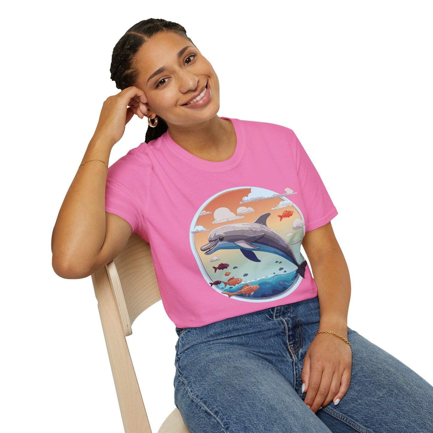 Dolphin Shirt Unisex Gildan Softstyle Cotton Tee For Men Women Dolphin Fish Animal Shirt