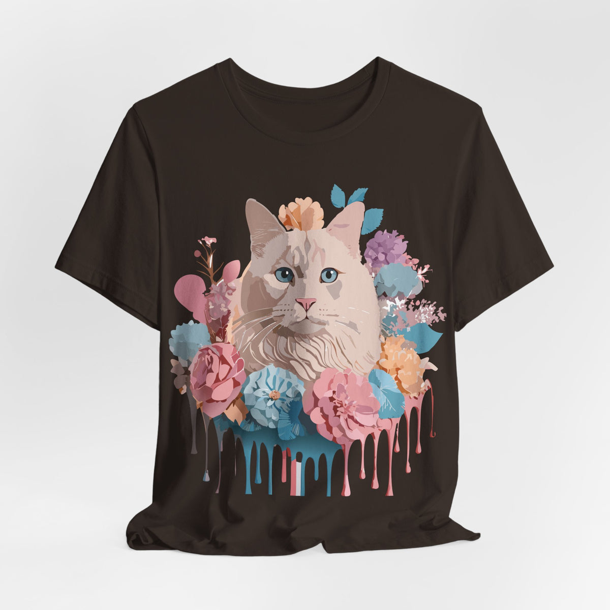 Cat Graphic Unisex Cotton Bella+Canvas Tee with Art Animal Design d02
