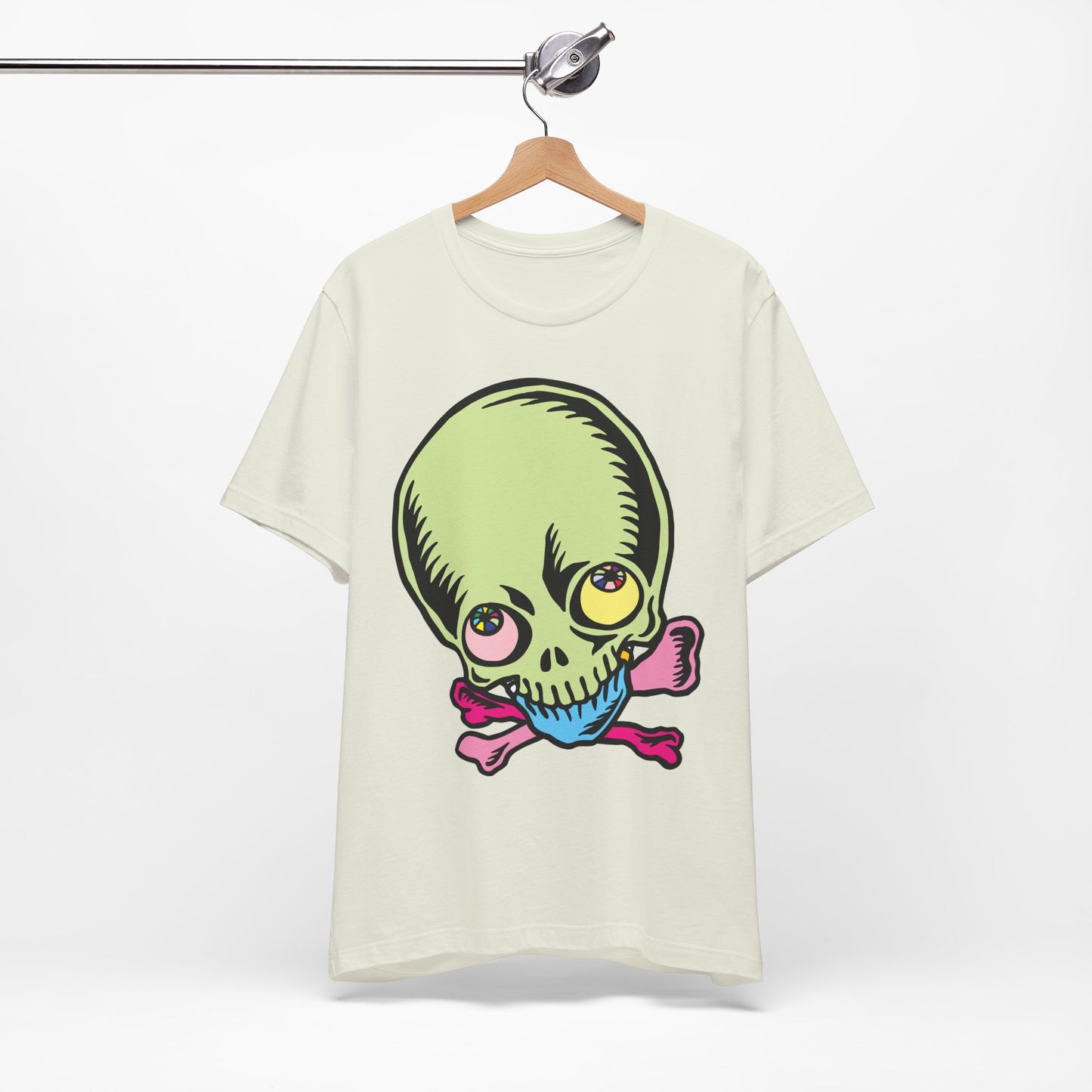 Lt Green Skull Graphic Design Tee, Skull Shirt, Vintage Tees, Art Design T-Shirt, Vintage Graphic Tee, Art Shirts with Skulls