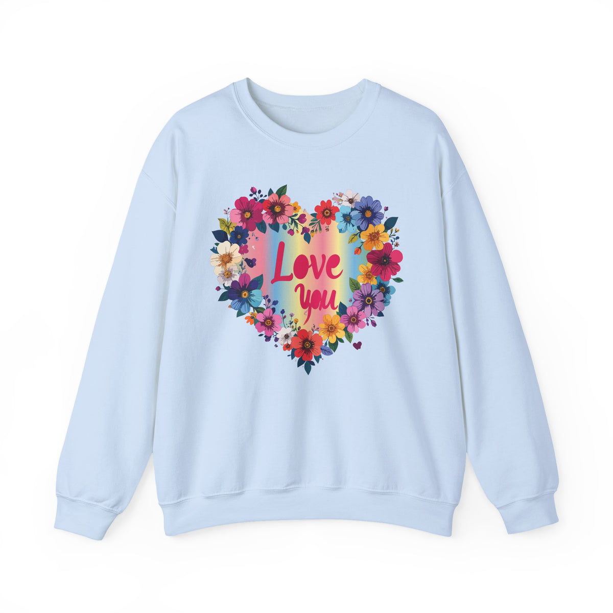 Floral Love Graphic Valentine's Day Sweatshirt Unisex 50/50 Cotton-Poly Sweatshirt w66