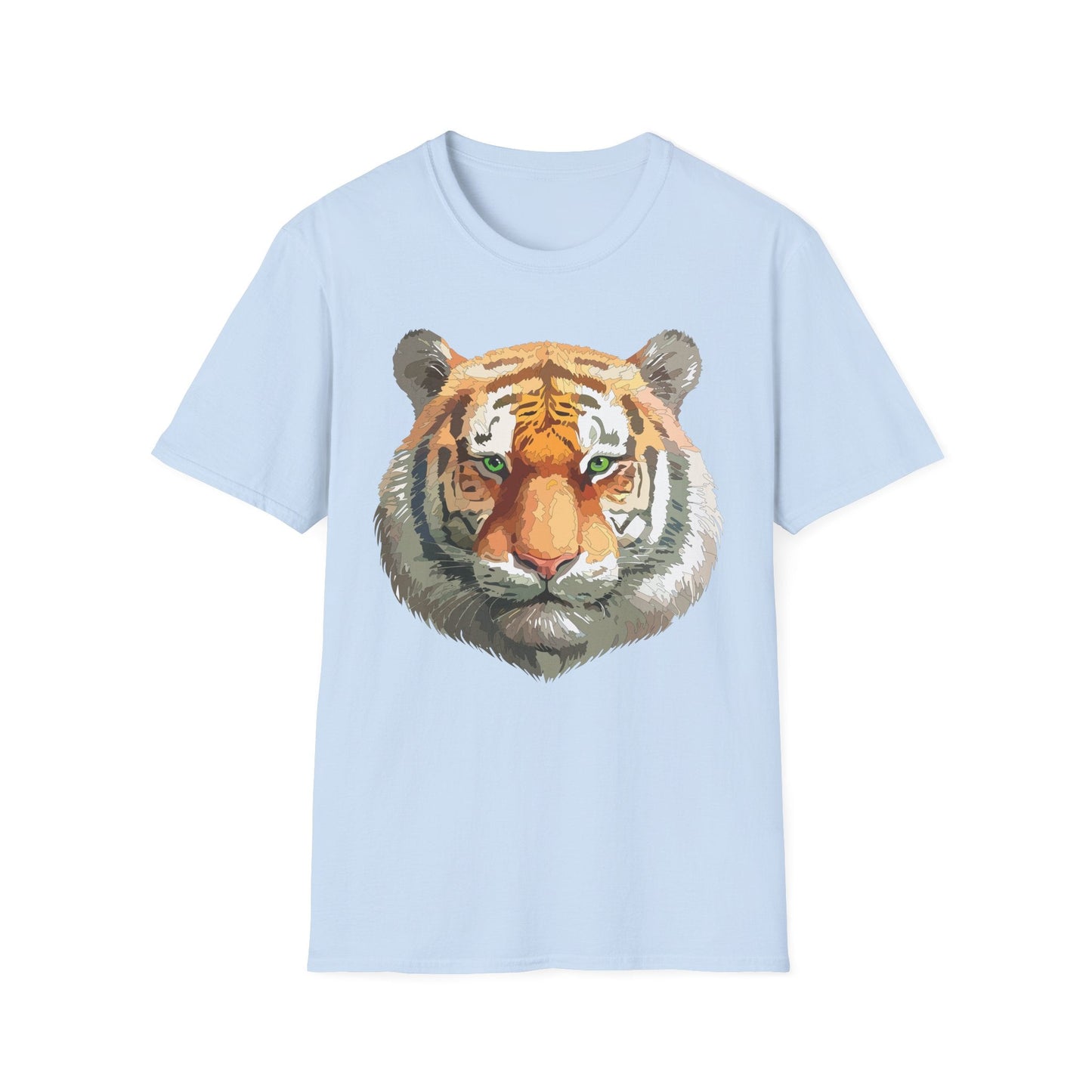 Tiger Print Shirt Unisex Animal Tee Gildan Softstyle 64000 Cotton Comfort