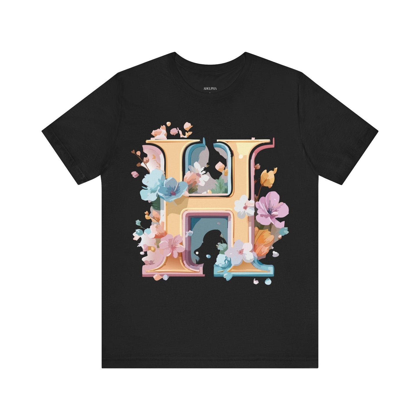 Letter H Graphic Tee Unisex Short Sleeve Shirt By Adelpha Featuring Vintage Inspired Artwork