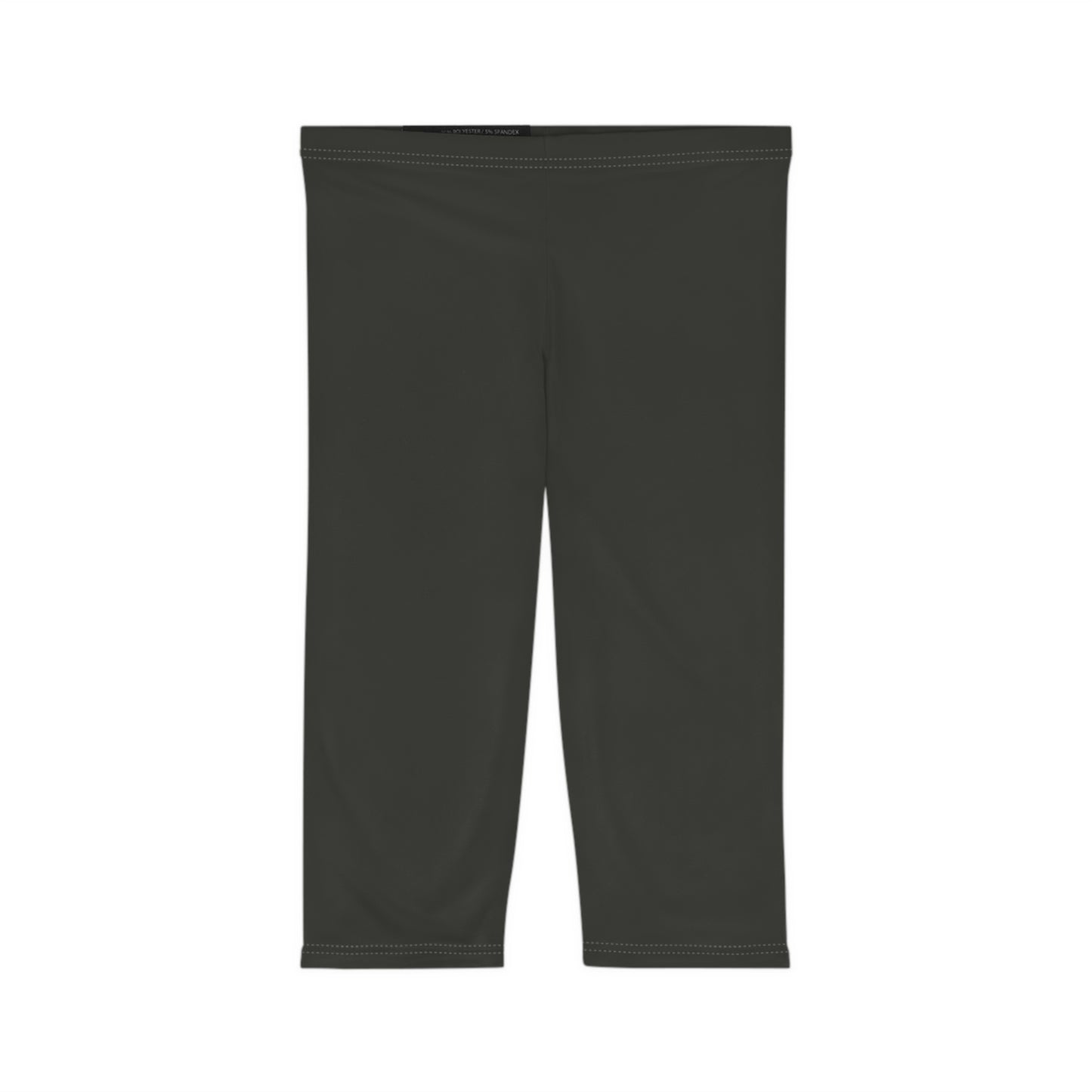 Charcoal Brown Color Women's Brushed Suede Poly Span Casual Capri Leggings XS-2XL