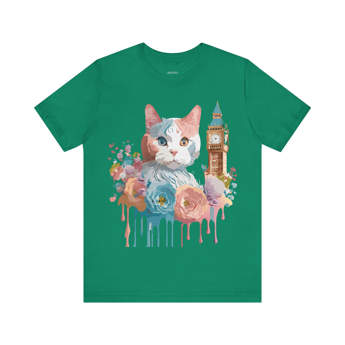 Cat Graphic Unisex Cotton Bella+Canvas Tee with Art Animal Design e100