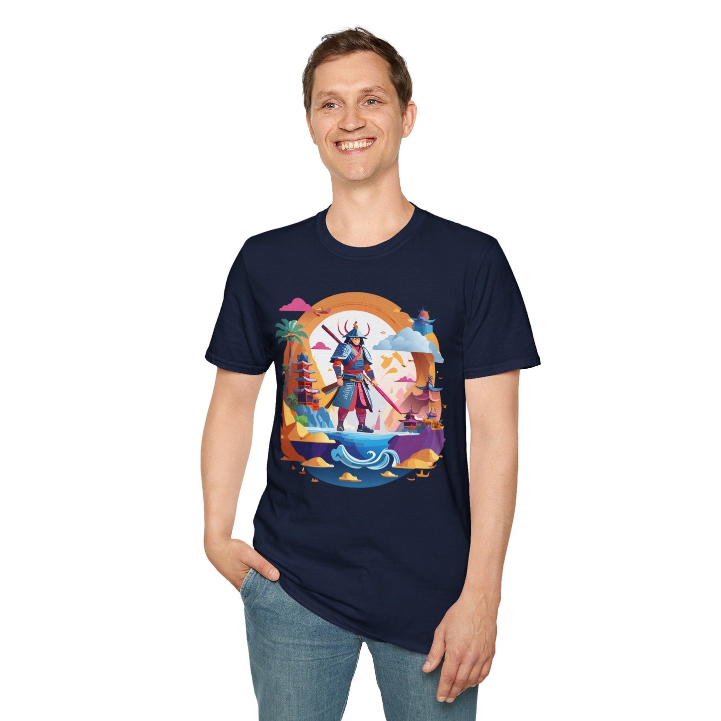 Samurai T Shirt Unisex Gildan Softstyle 64000 100 Percent Ring Spun Cotton Lightweight Tee