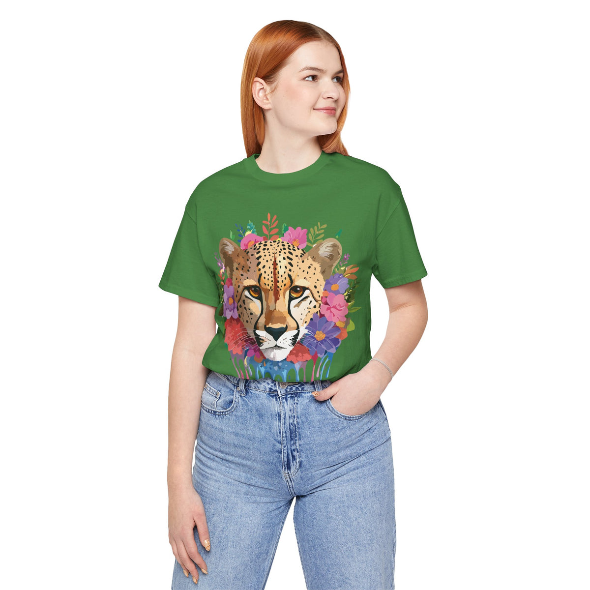 Cheetah Graphic Unisex Cotton Bella+Canvas Tee with Art Animal Design e12