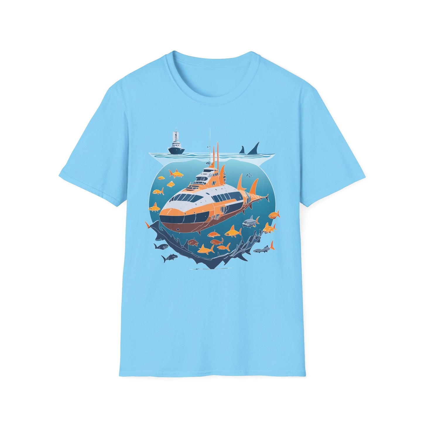Ocean Tee Shirt Unisex Short Sleeve Gildan Softstyle 64000 Premium Comfort Ocean Artwork